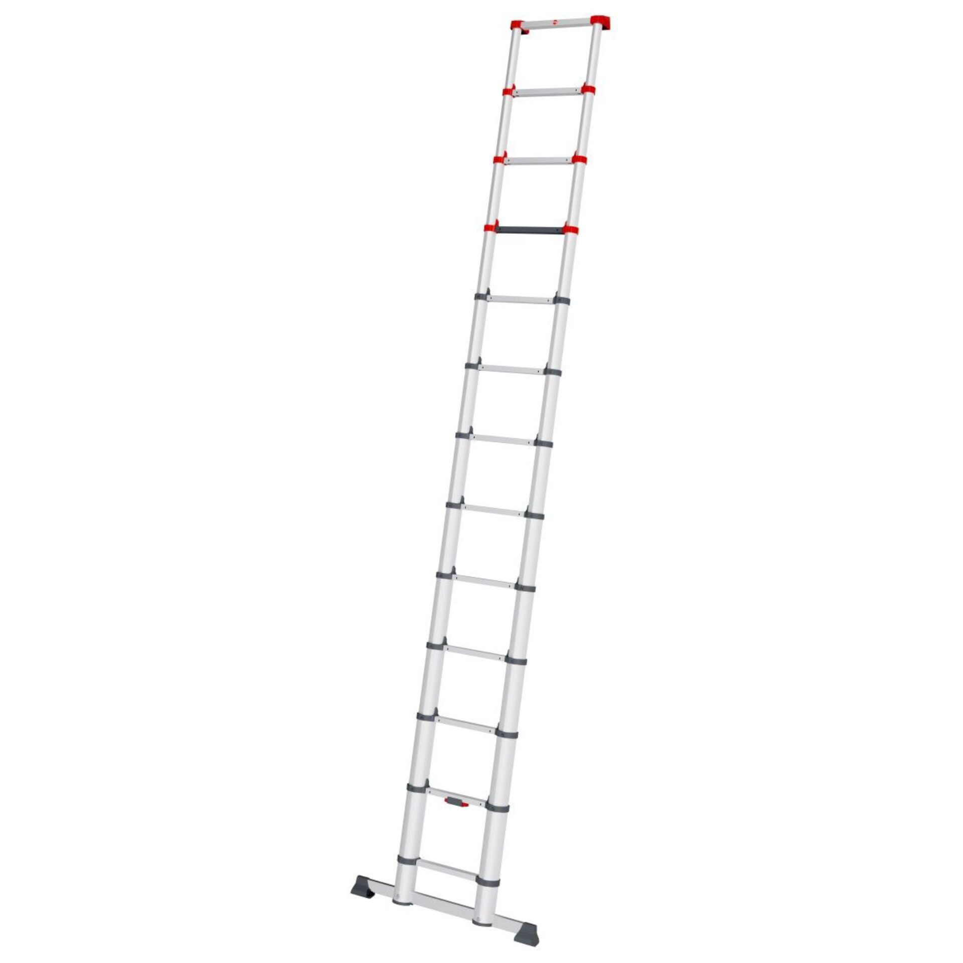 Leiter, Ausziehleiter, Aluminium, Schwarz, Rote Akzente