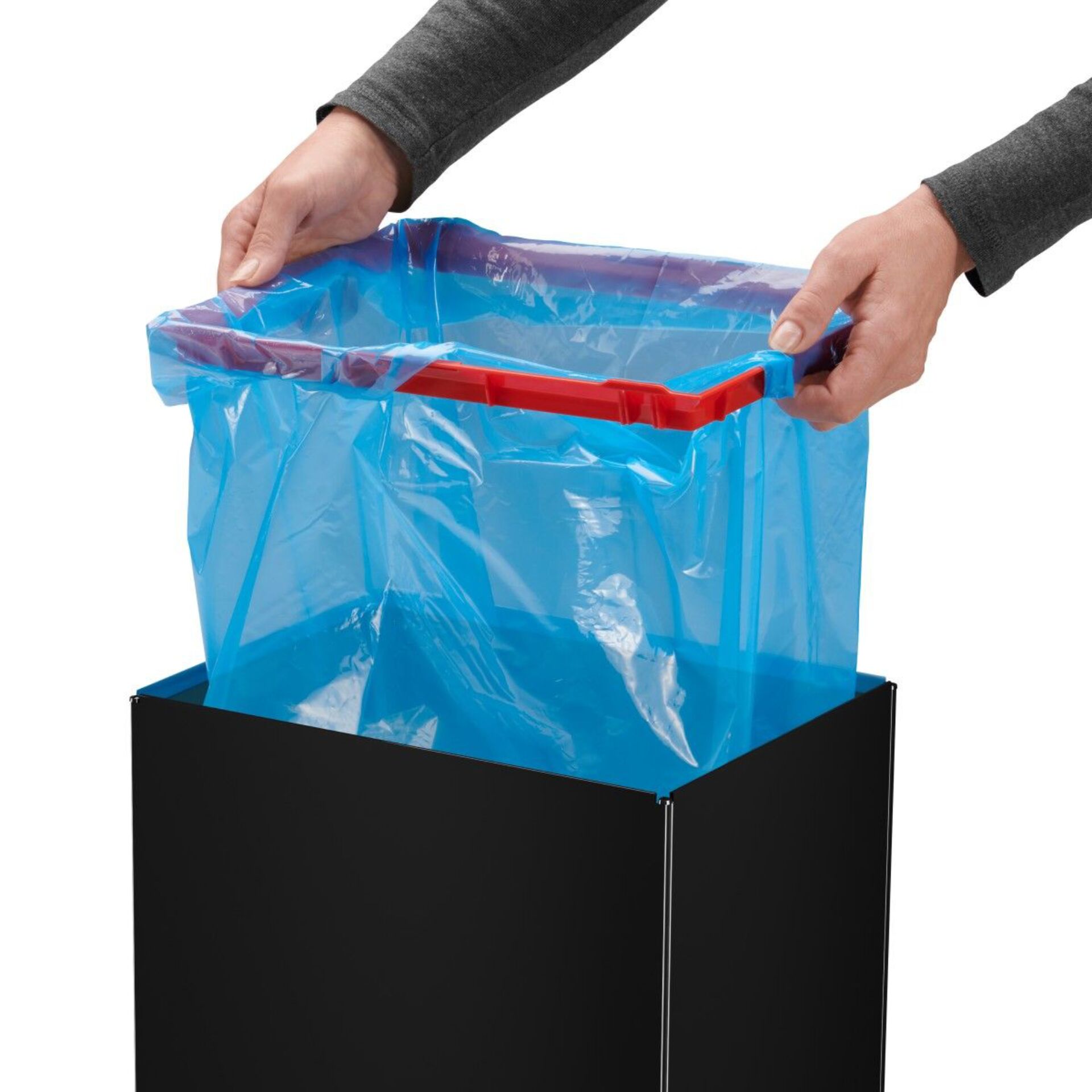 Abfalleimer, Müllbeutel, Abfallbehälter, Beutelspender, blaue Mülltüte