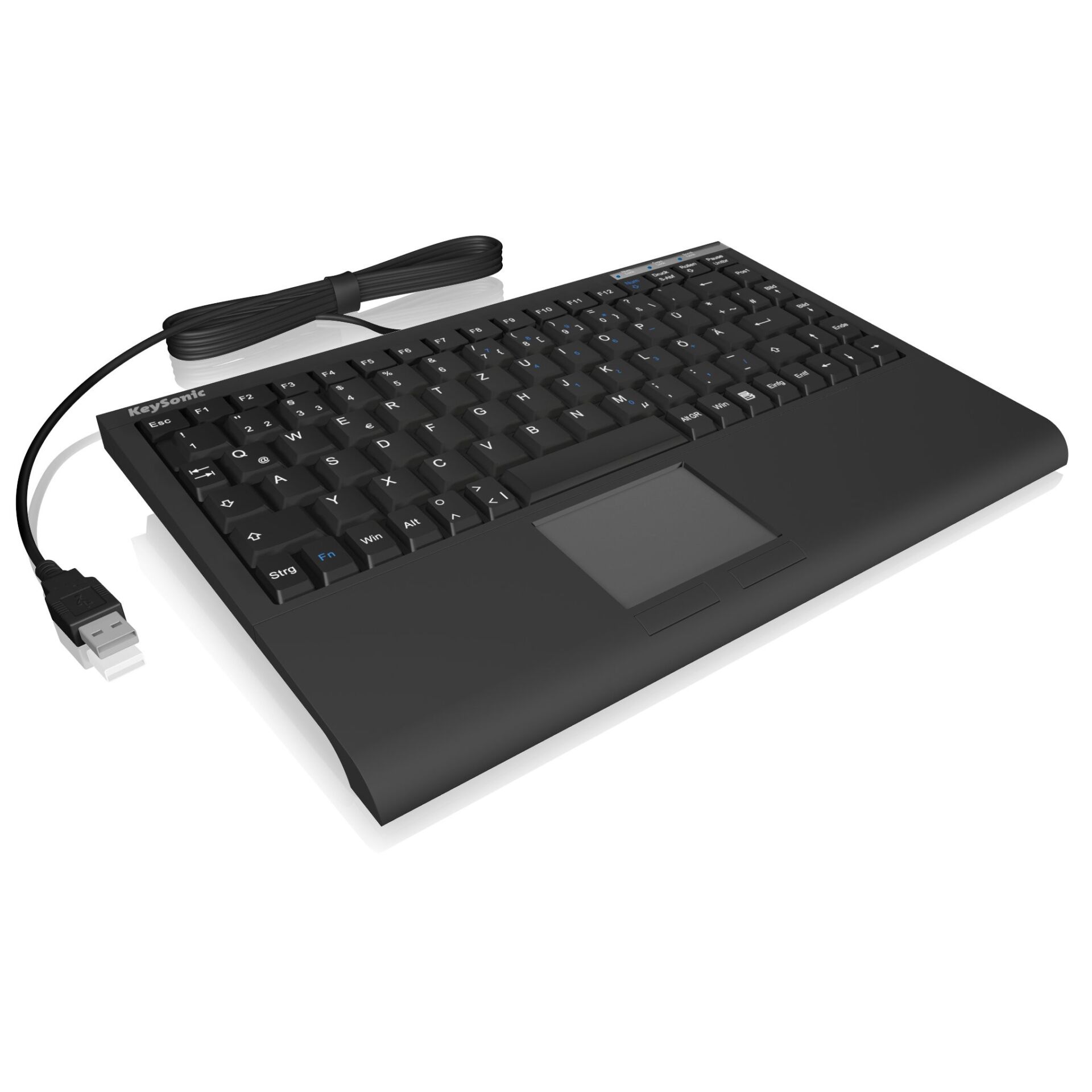 Tastatur, USB-Hub, QWERTZ, Kabelgebunden, Trackpad