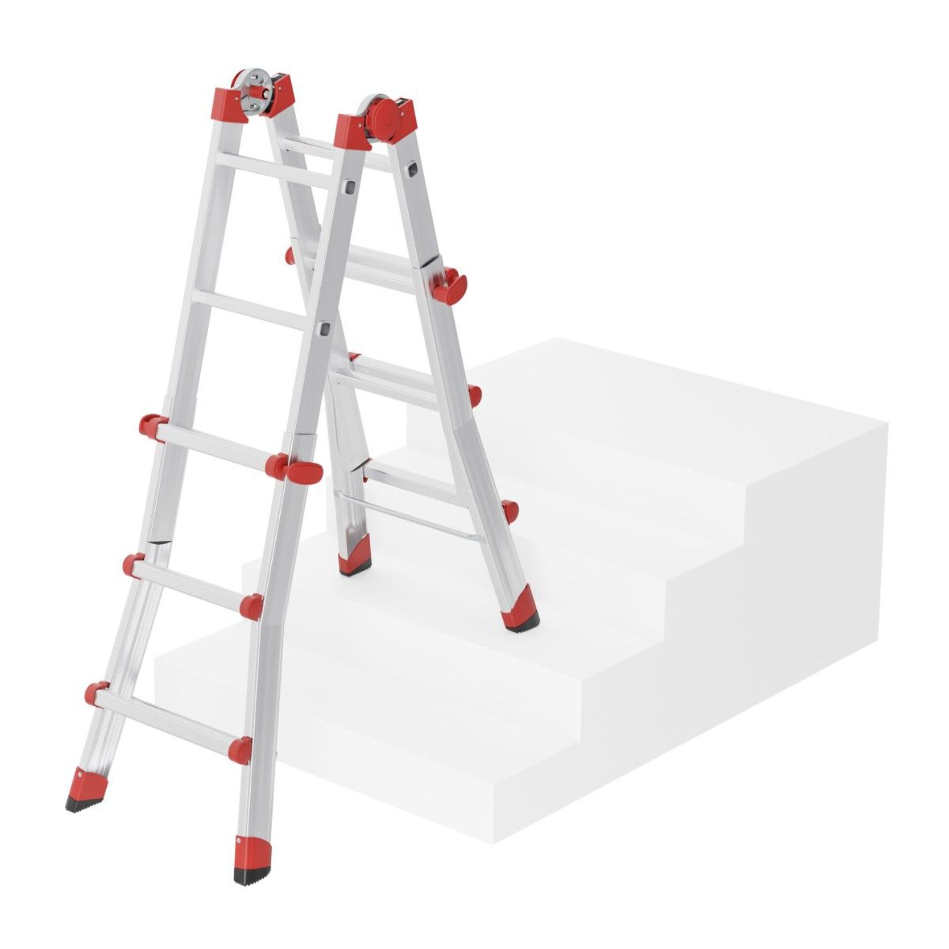 Trittleiter, Aluminium, Mehrzweckleiter, stabil, rot