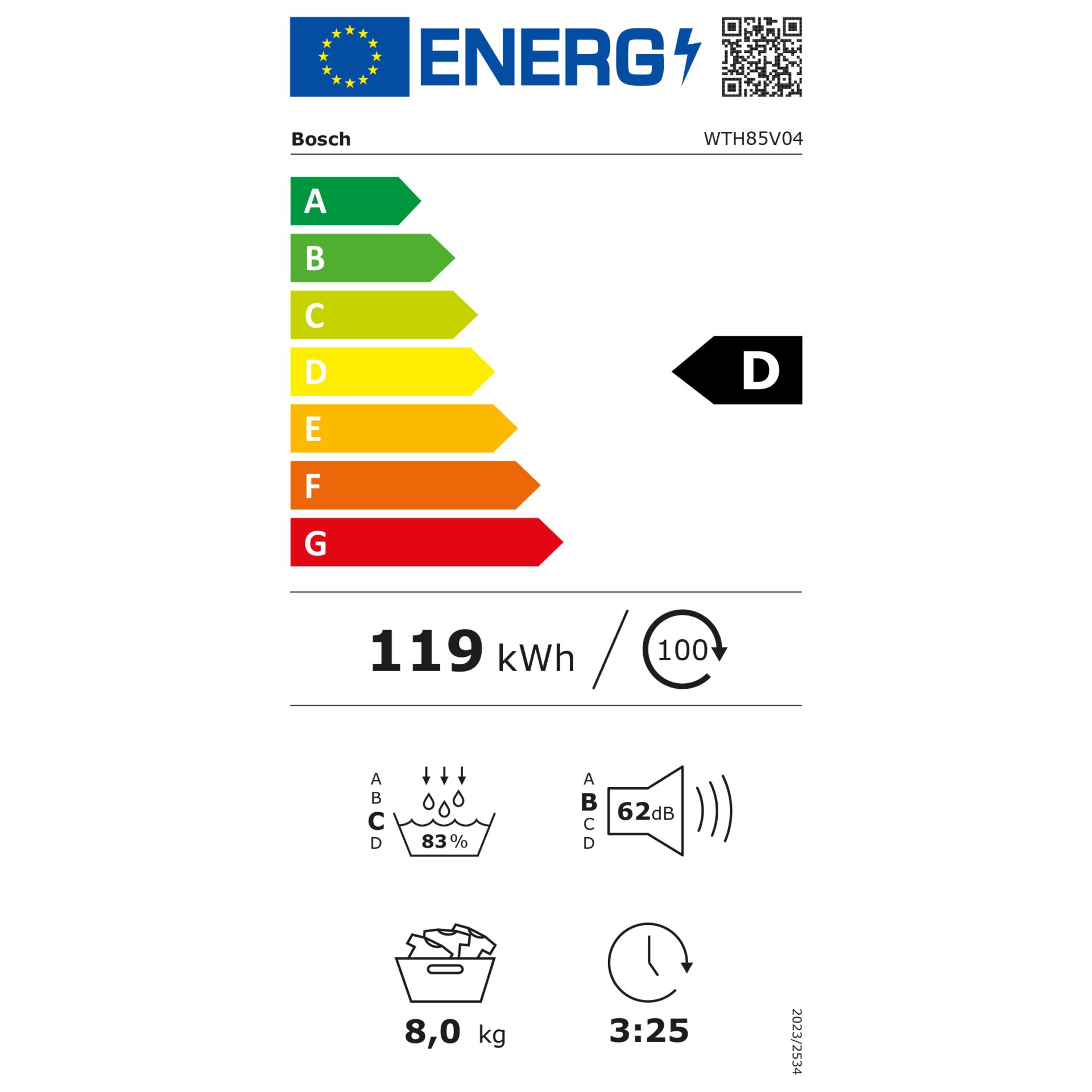 Kühlgerät, Wahl Energieverbrauch, 119 kWh, Waschmaschine?, Blauer Energieeffizienz