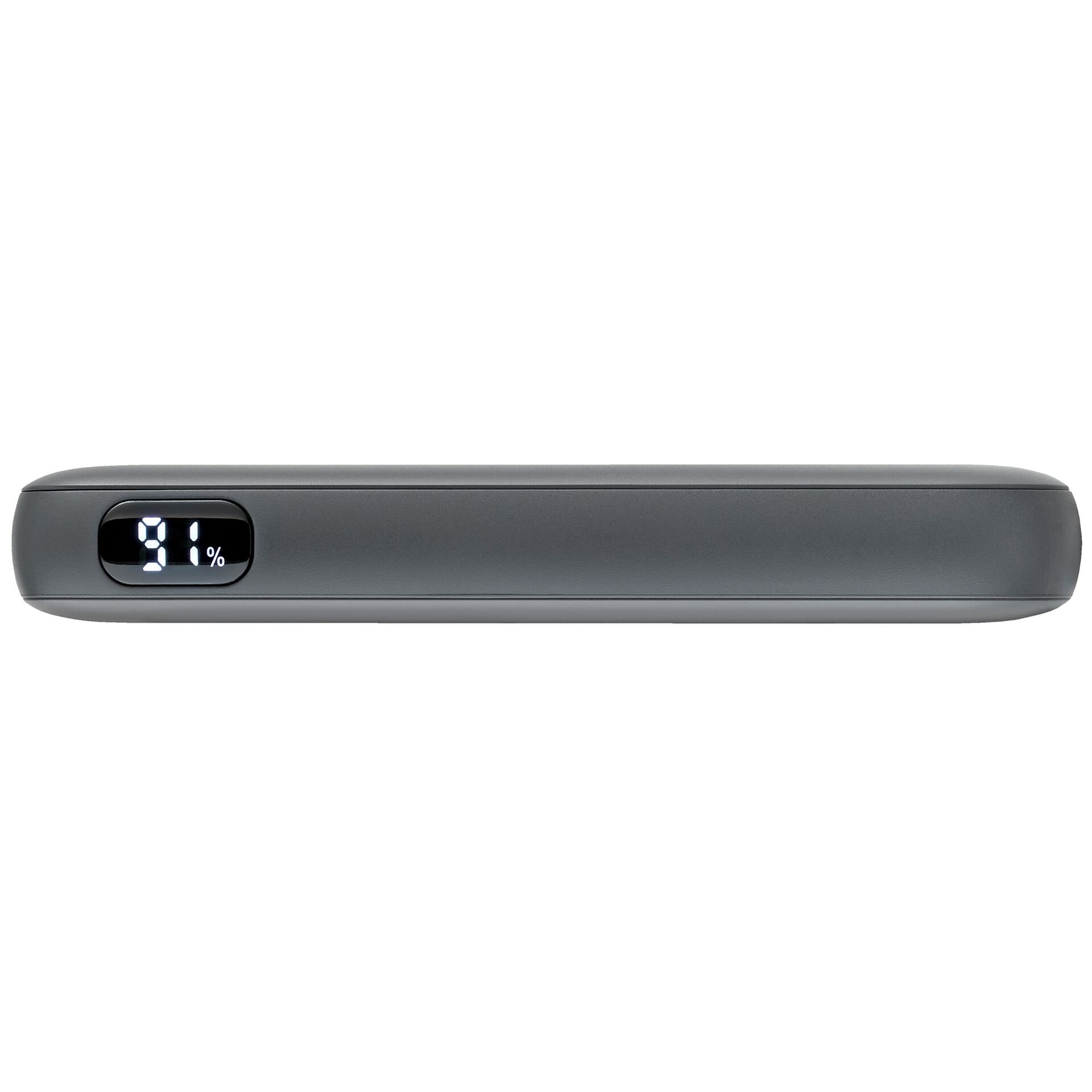 Powerbank, USB-C, Display, Grau, Dünn
