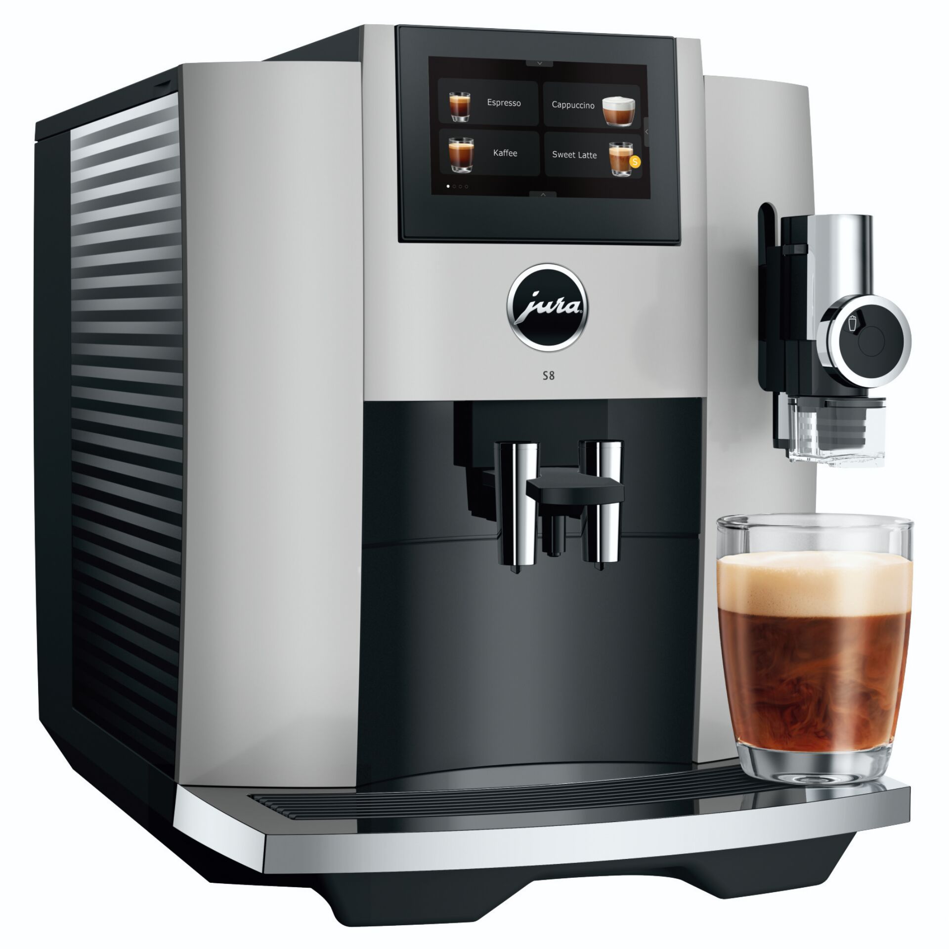 Kaffeemaschine, Espressomaschine, Glastasse, Milchschaum, Touchscreen