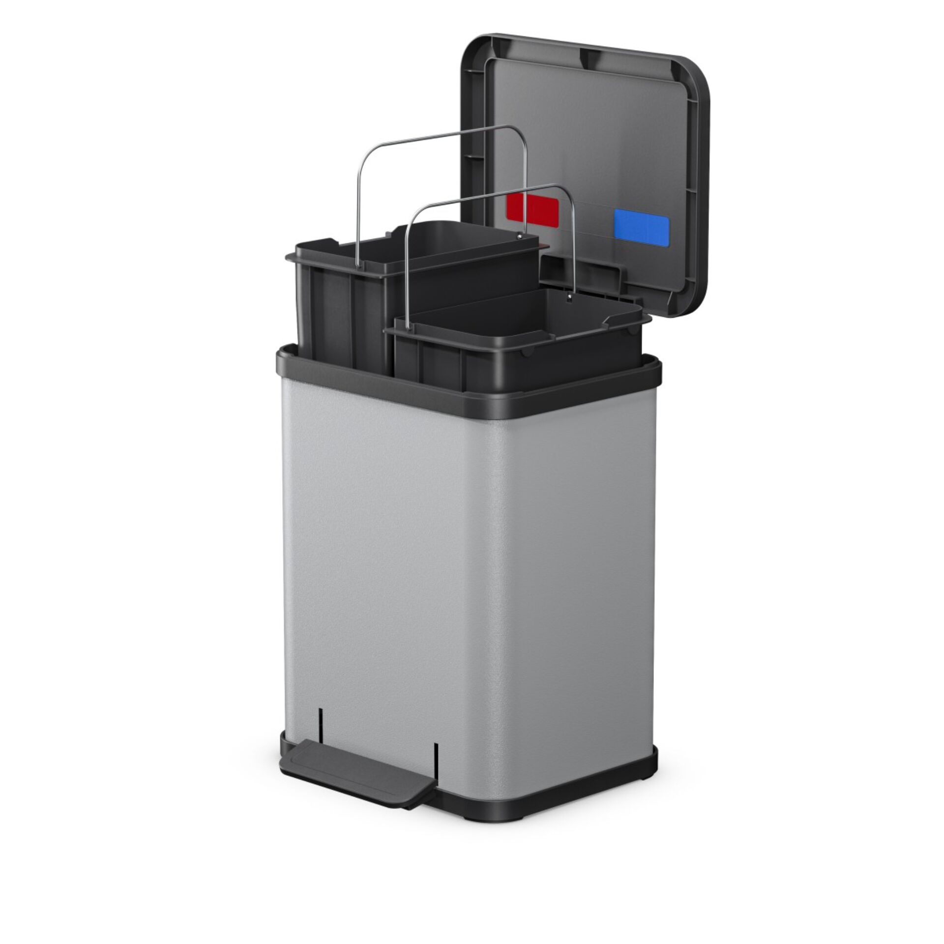 Abfalleimer, Mülleimer, Schwarz, Grau, Fußpedal