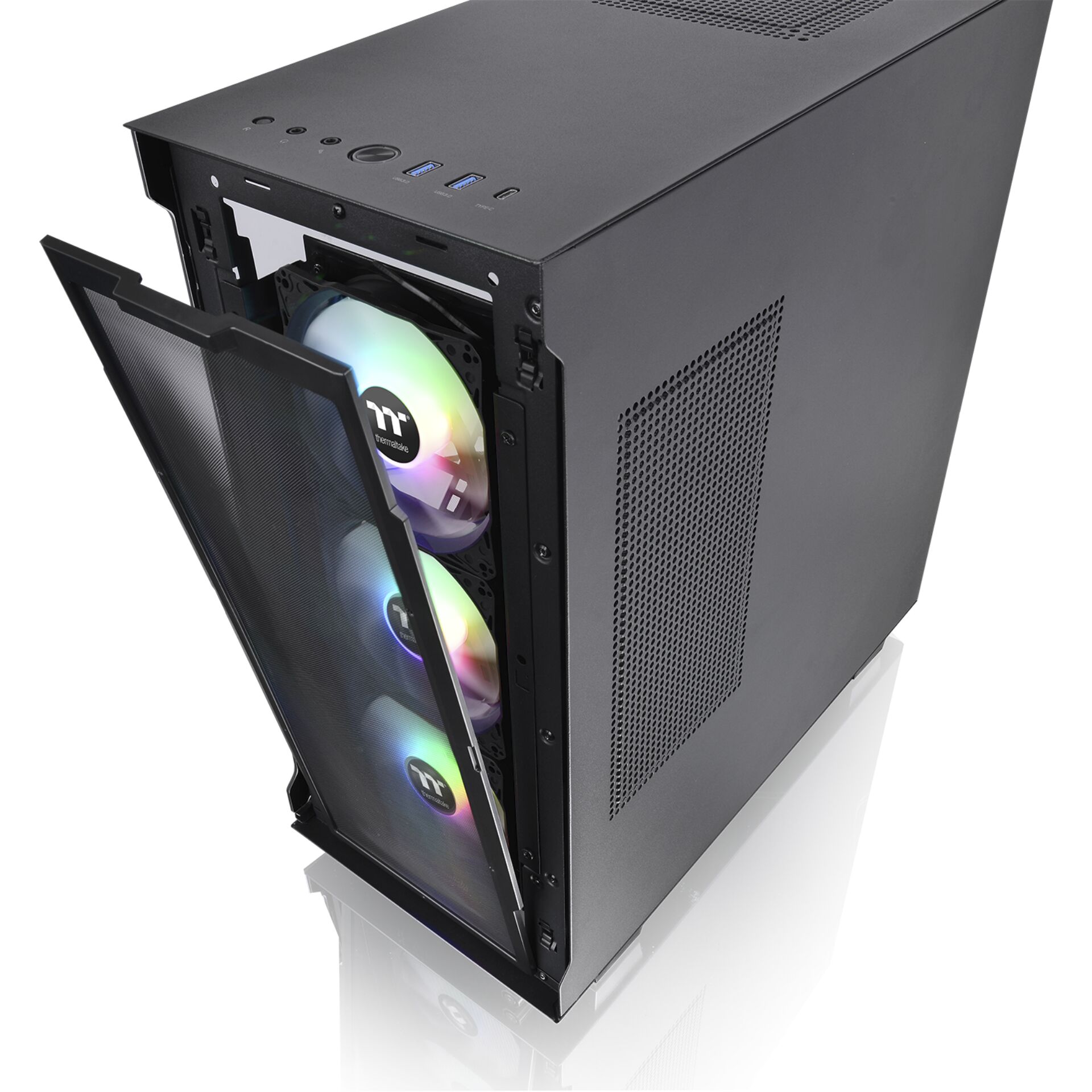 mid-tower Gehäuse, PC-Gehäuse, Glasfront, RGB-Lüfter, Vorderes IO