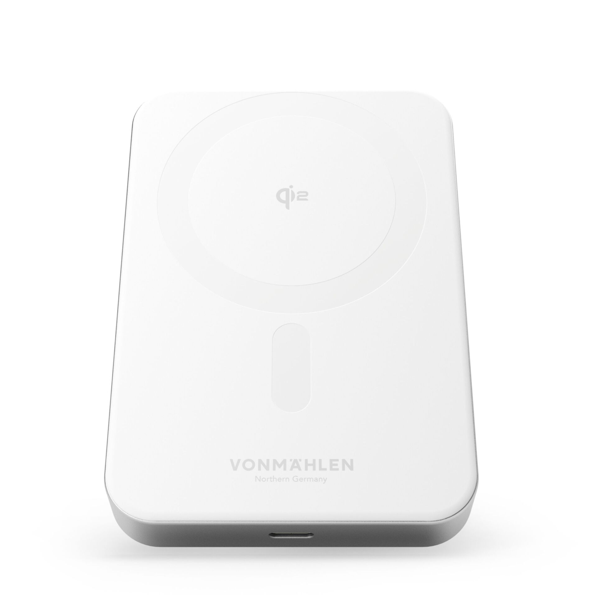 Qi2 hotspot, kabellose ladefläche, gerätehalter, weiß, rundpad