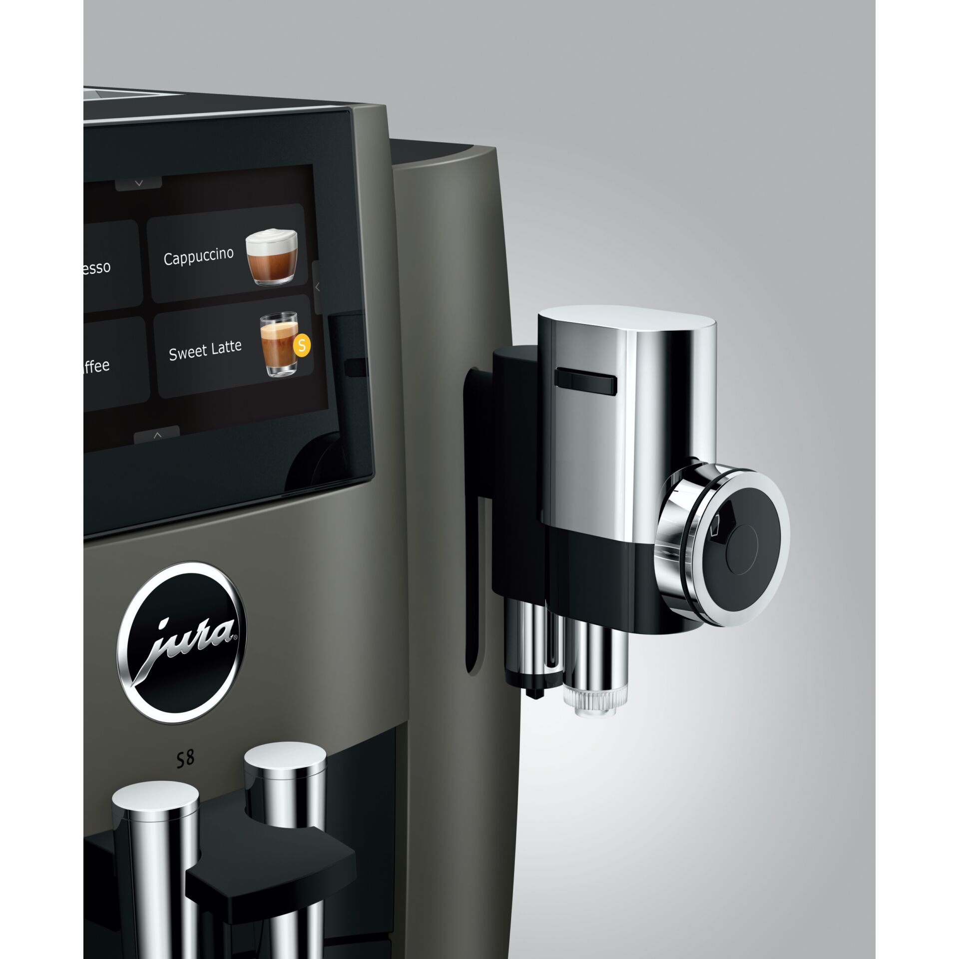 Kaffeemaschine, Espresso-Maschine, Kaffeezubereitung, Chrom-Details, Schaum-/Milchschaum-System