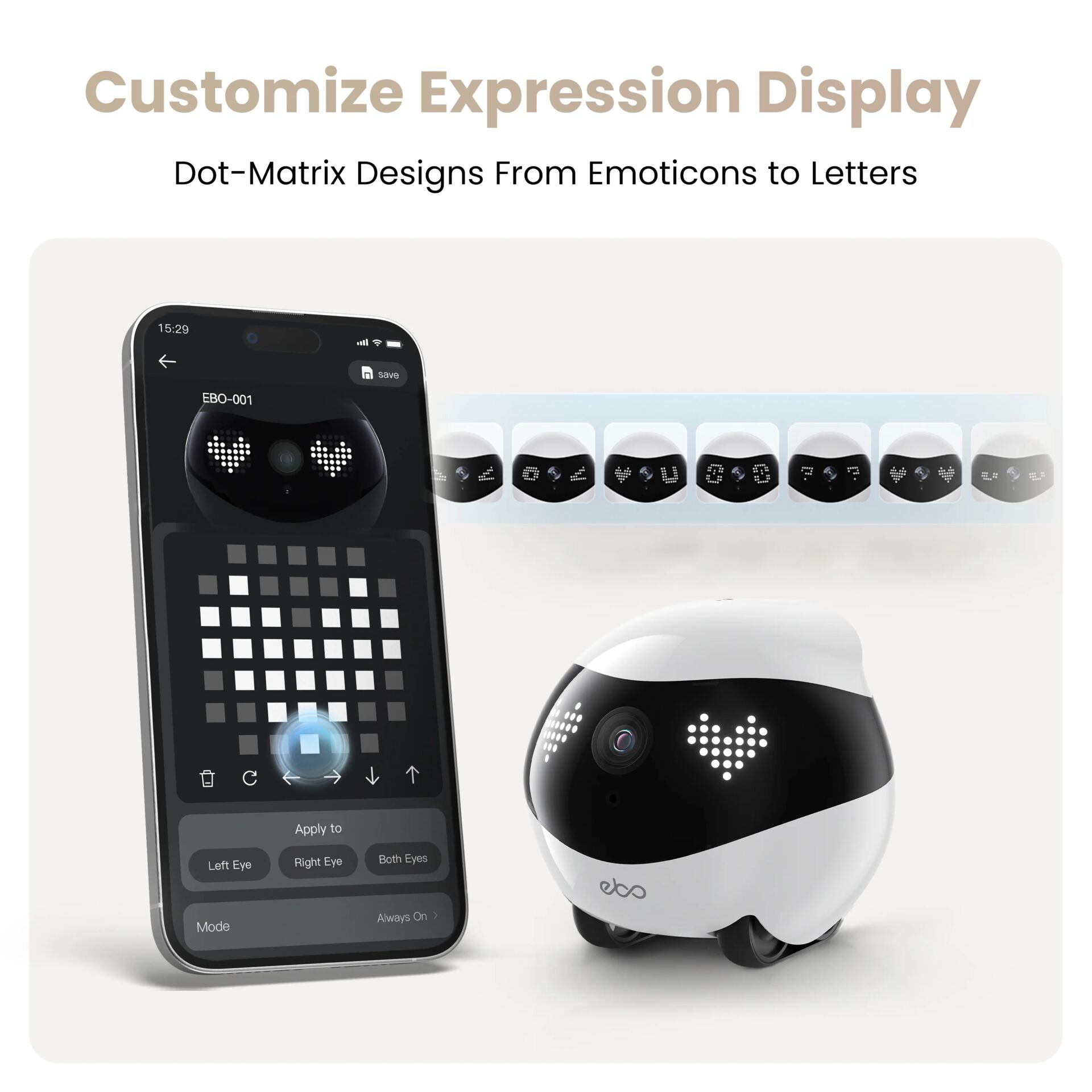 Robotik-Roboter, Smartphone-Interface, Kameraroboter, LED-Muster, Kugelförmiges Design