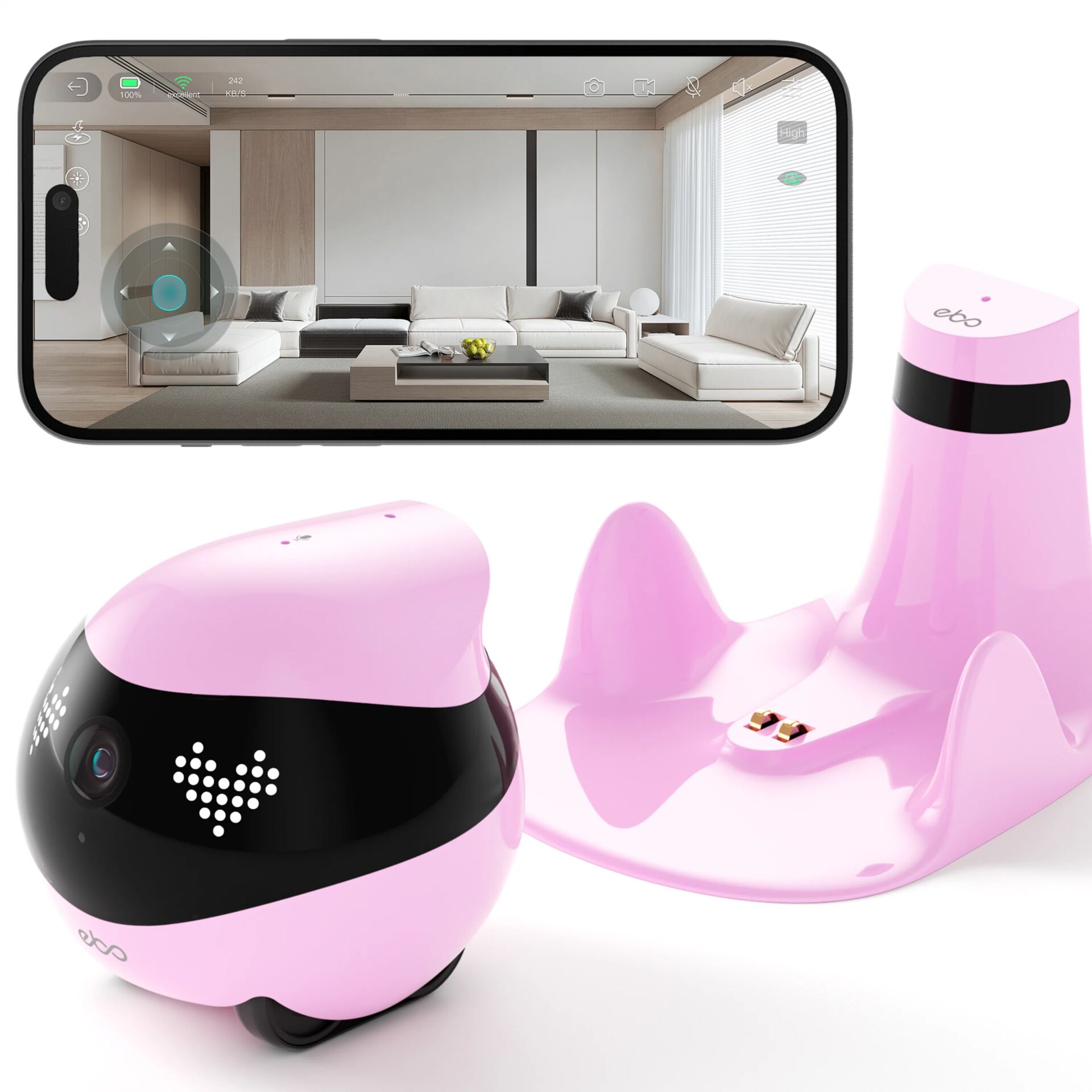 Enabot EBO Air 2 Haustierroboter  2K Kamera pink