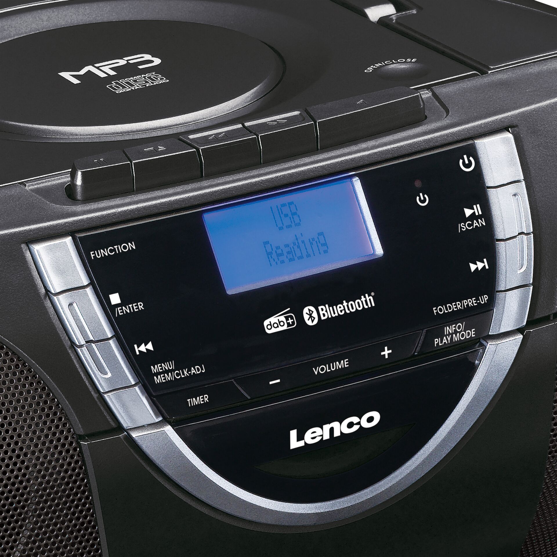 CD-Player, Bluetooth, Boombox, Lenco, Digitalanzeige