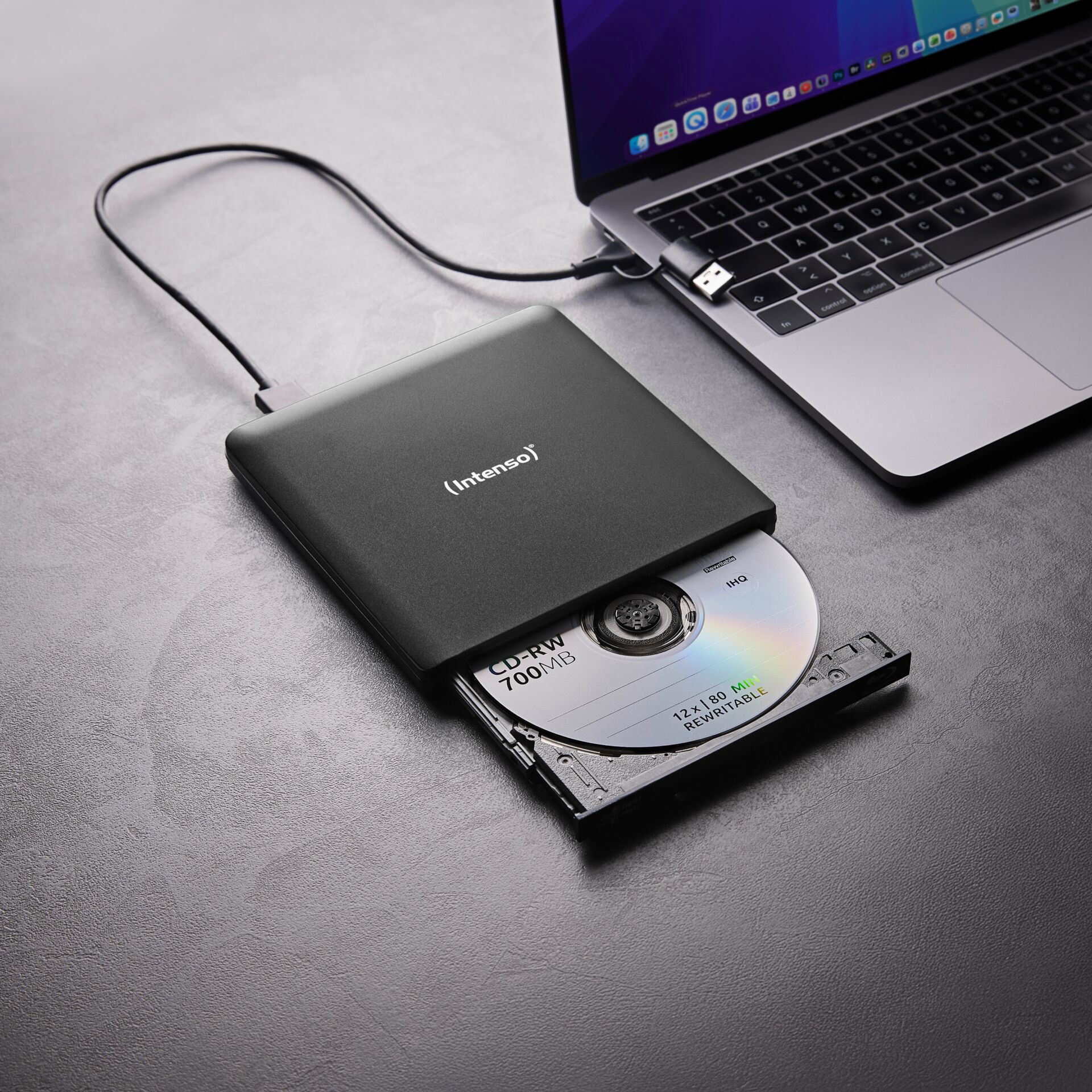 Externes CD/DVD-Laufwerk, Optisches Laufwerk, Tragbares Laufwerk, USB-Verbindung, Schwarz, schlank