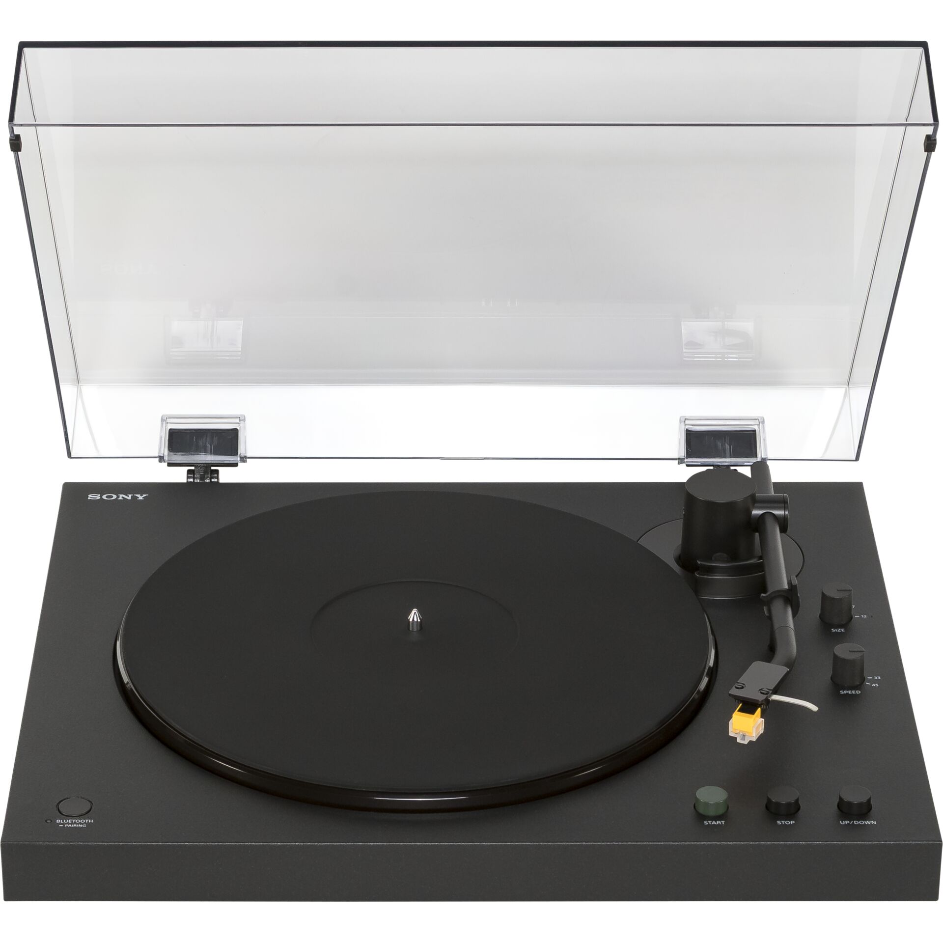 Plattenspieler, Turntable, Schwarz, Tonarm, Transparentes Dustcover