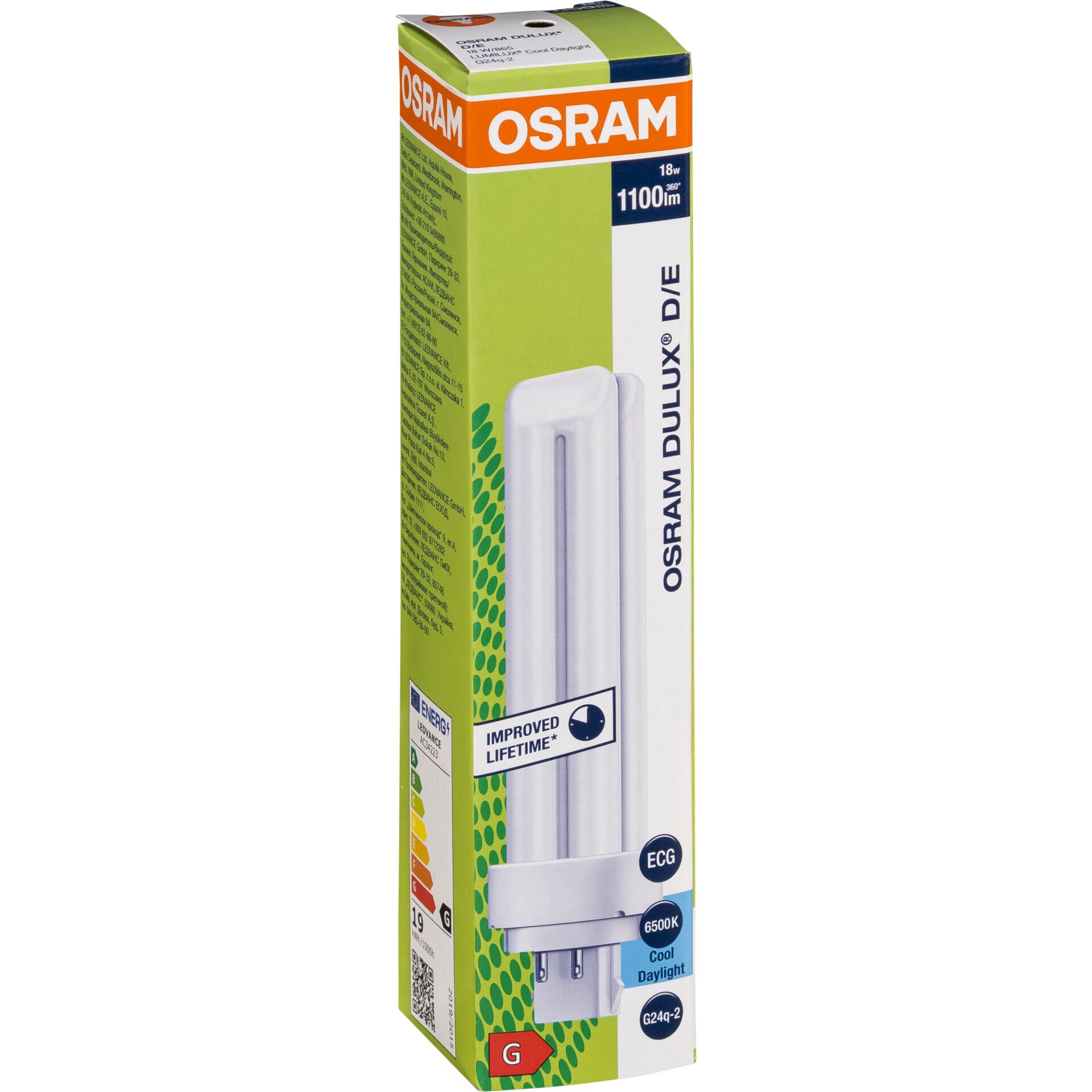 LED, Fluorescent lamp, Dulux D/E, G24q-2, 1100 lm