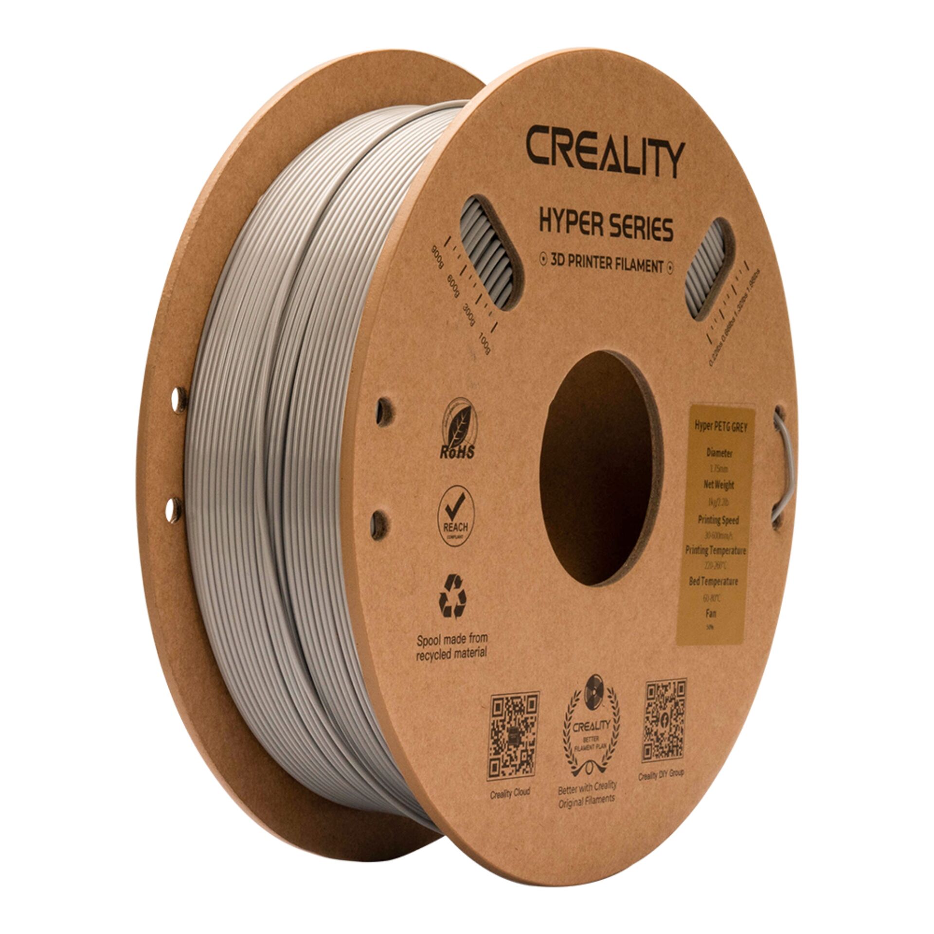 3D-Druck Filament, PLA-Filament, Grau Filament, Spule, (not specified)