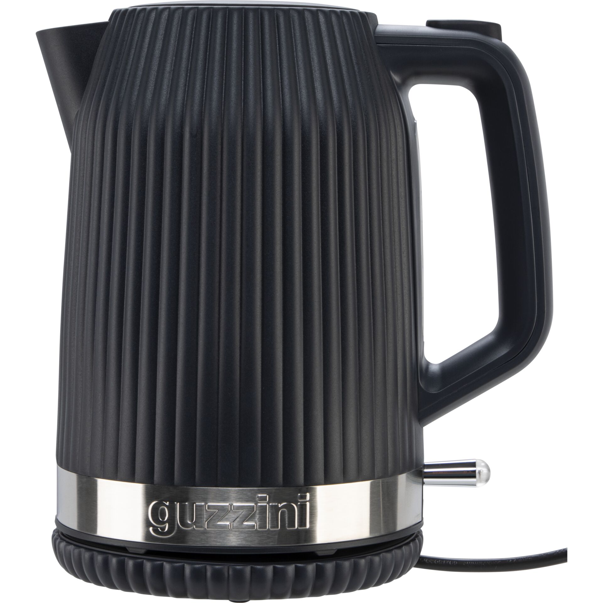 Kaffeekessel, elektrische Kanne, schwarz, gerippt, Edelstahlbasis