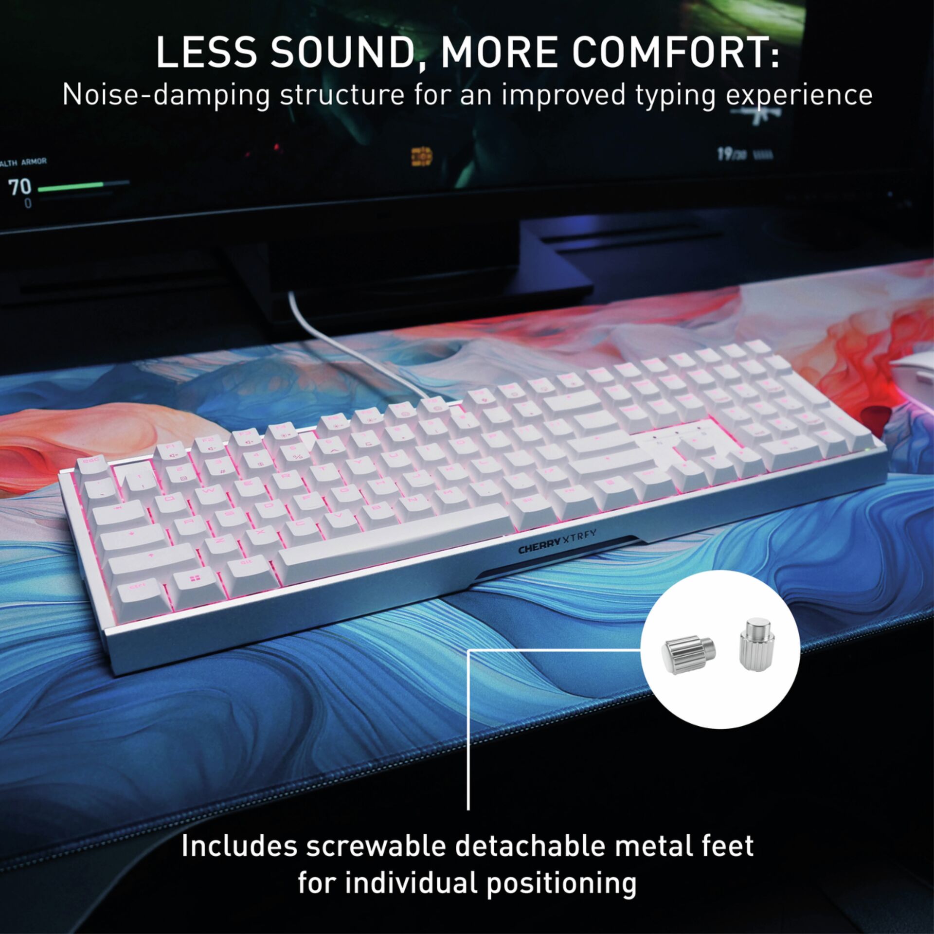 Tastenkappen, Mechanische Tastatur, Weiß, RGB-Beleuchtung, Abnehmbare Füße