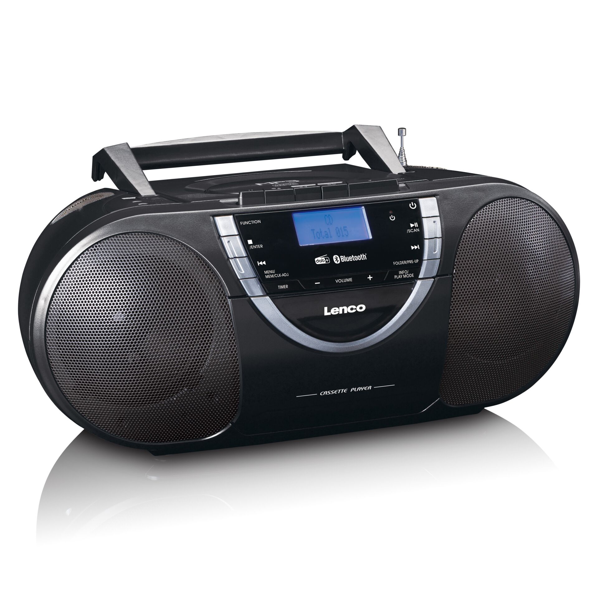 Boombox, Cassette Player, Bluetooth, Schwarz, Tragbarer Lautsprecher
