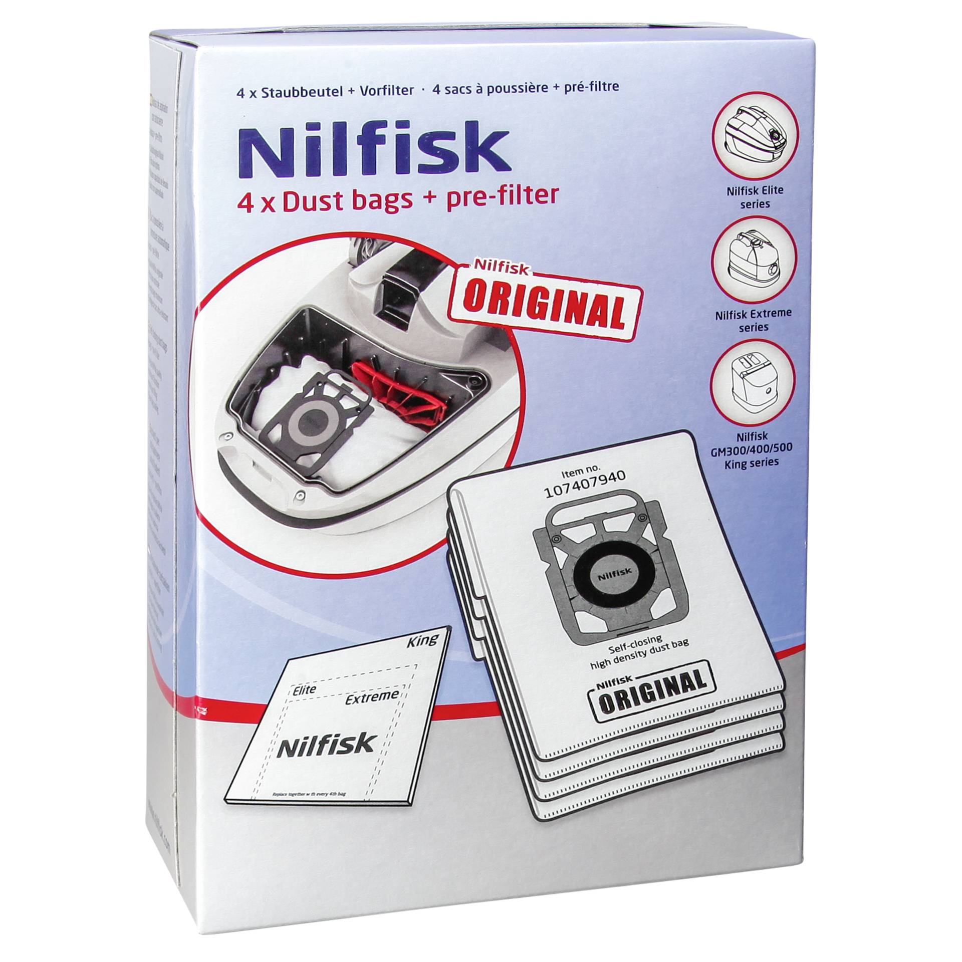 Nilfisk Staubbeutel 4+1  für Elite Sauger