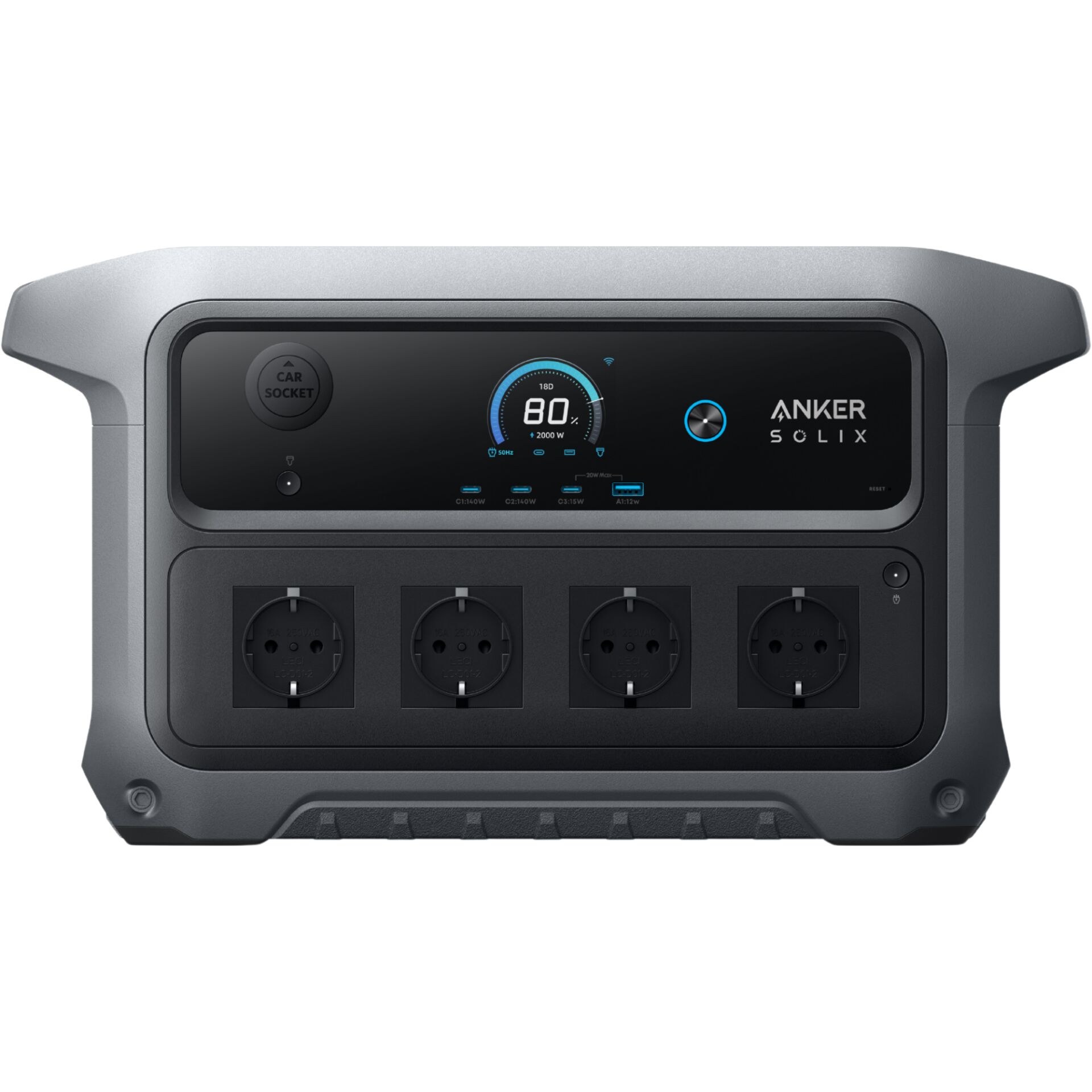 power station, solargenerator, 4 outlets, USB ports, digital display