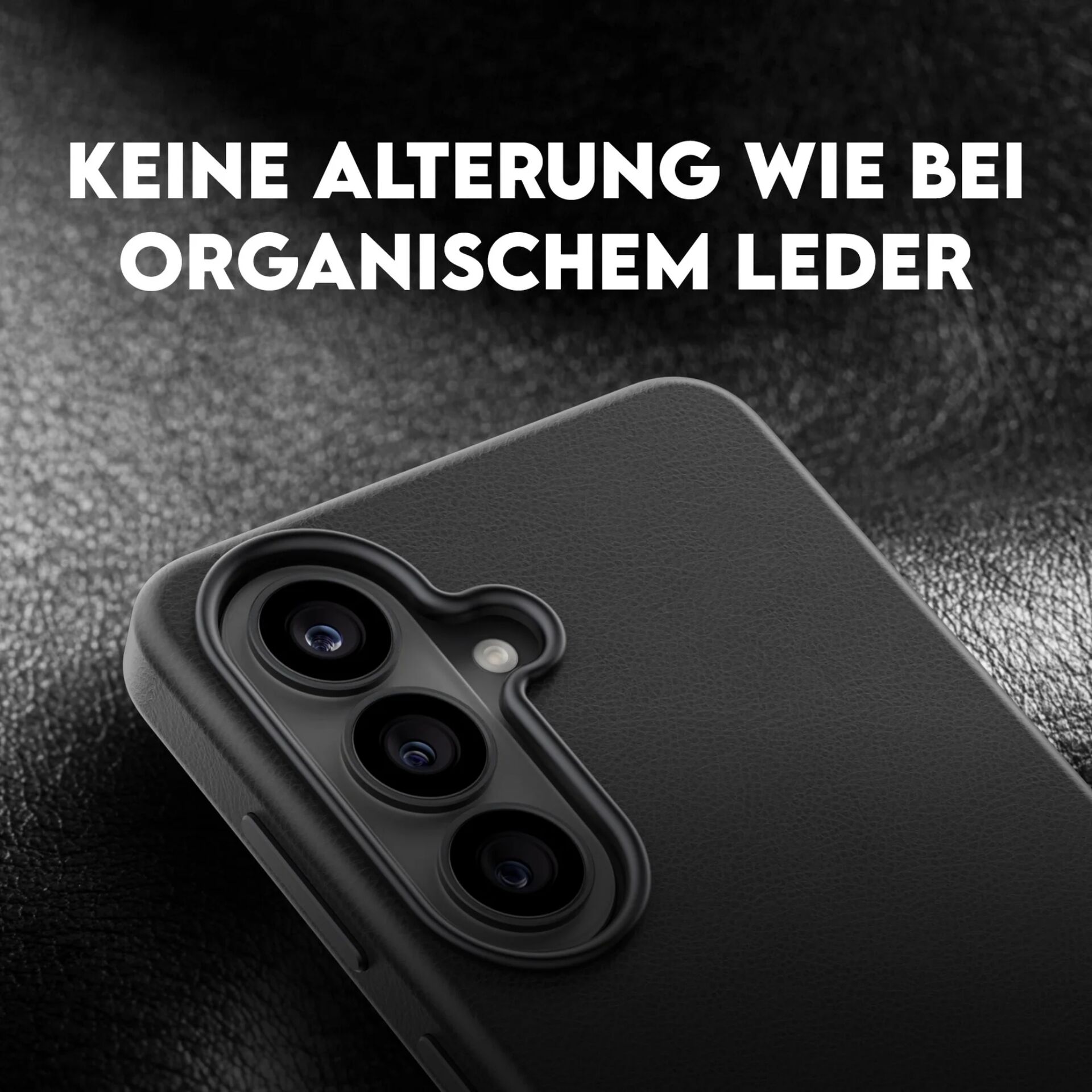 Smartphone, Triple camera, Leather case, Black, Back camera