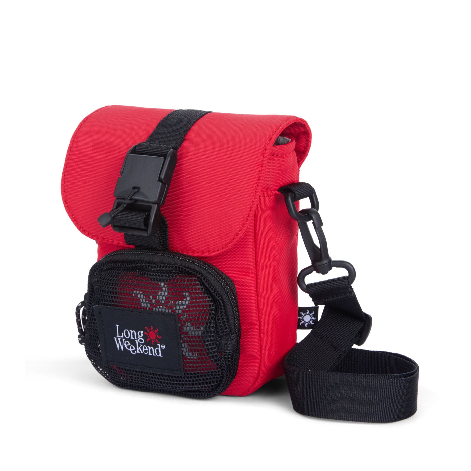 Klein Tasche, Schultertasche, Rotes Nylon, Mesh-Väschchen, Adjustgurt