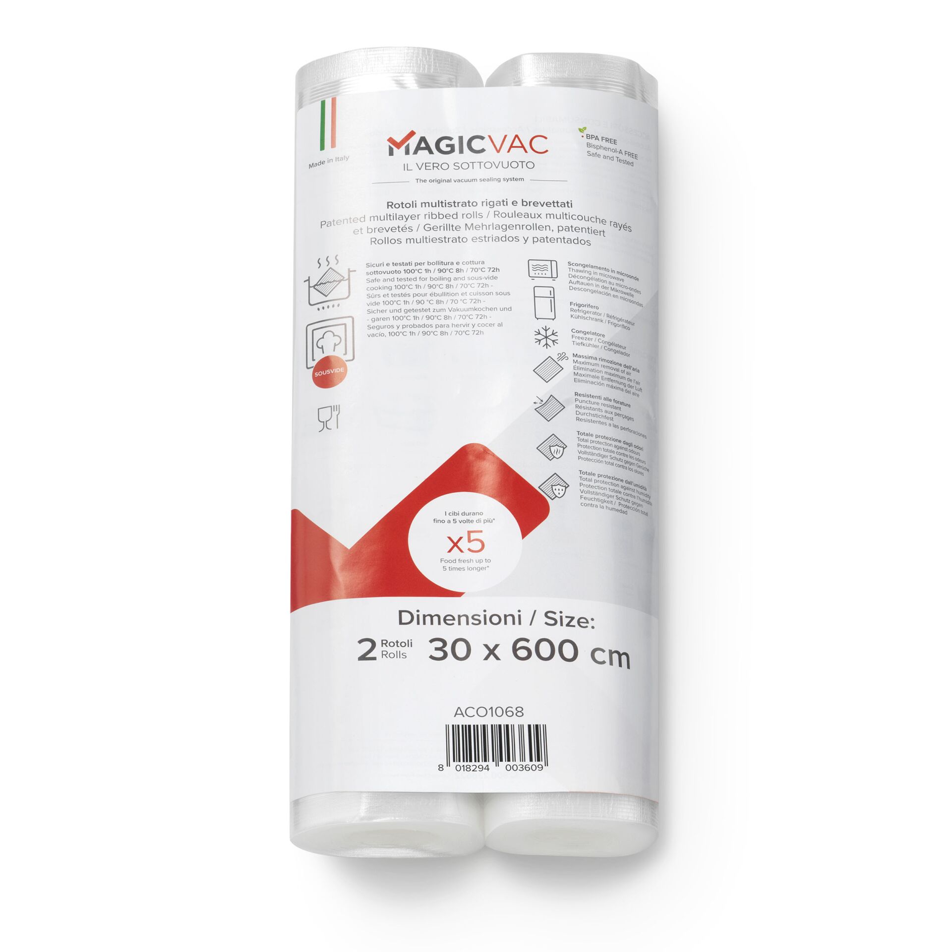MagicVac 2 Vakuumierfolienrollen  30 cm x 6 m