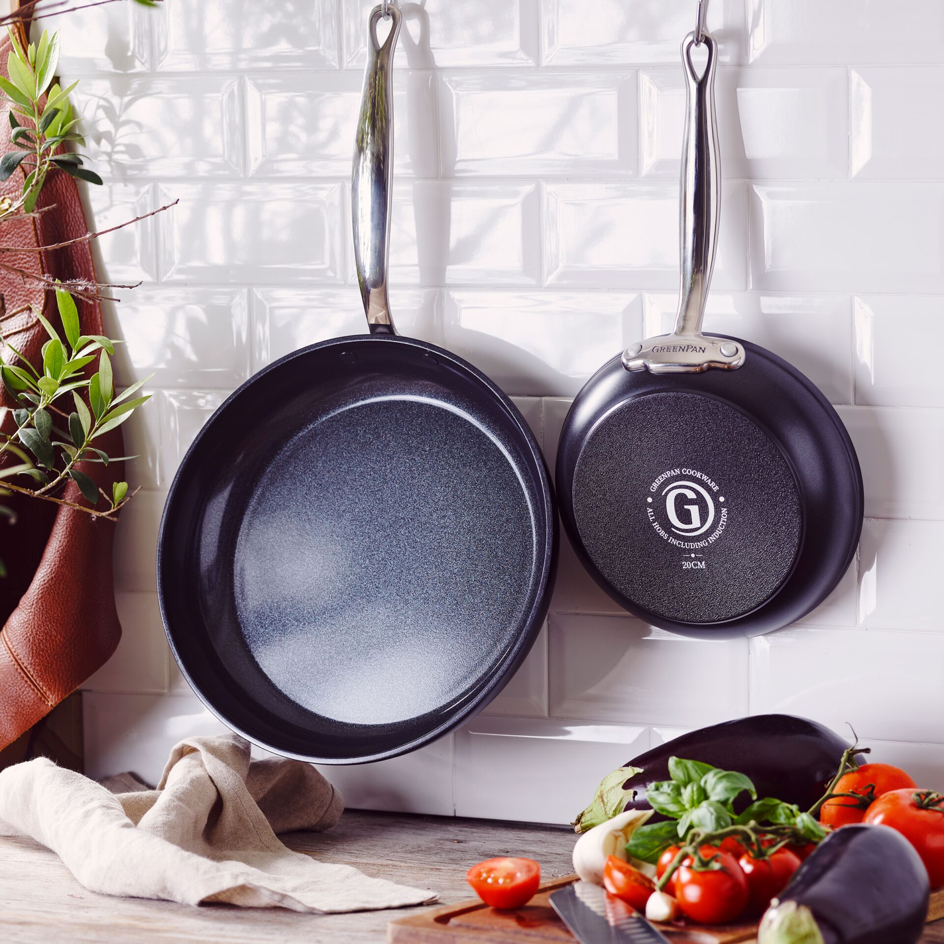 Pfannen, Stir-Fry Pfanne, Antihaftbeschichtung, Edelstahlgriffe, Kochgeschirr-Set
