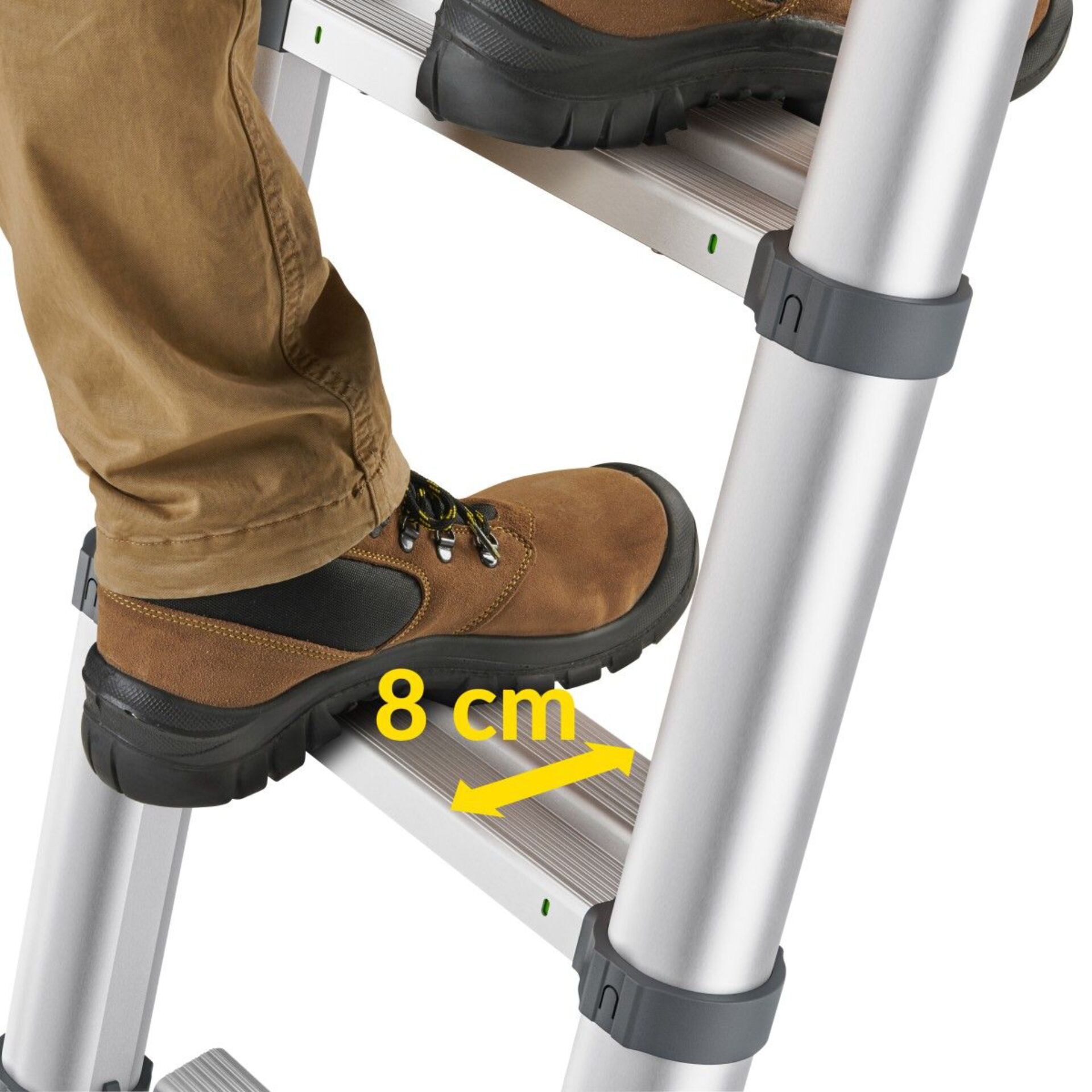 step-stool, footstep, stahlrahmen, rutschfest, braunestiefel