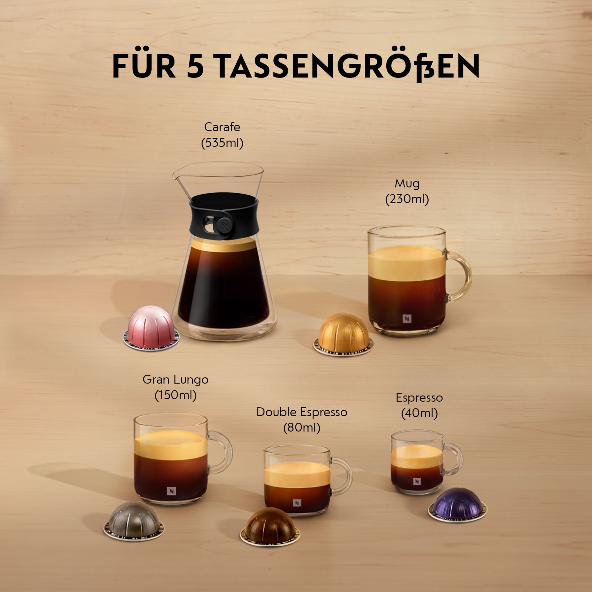 Kaffeekanne, Kaffeekapseln, Espresso, Kaffeebecher, Bodentablett
