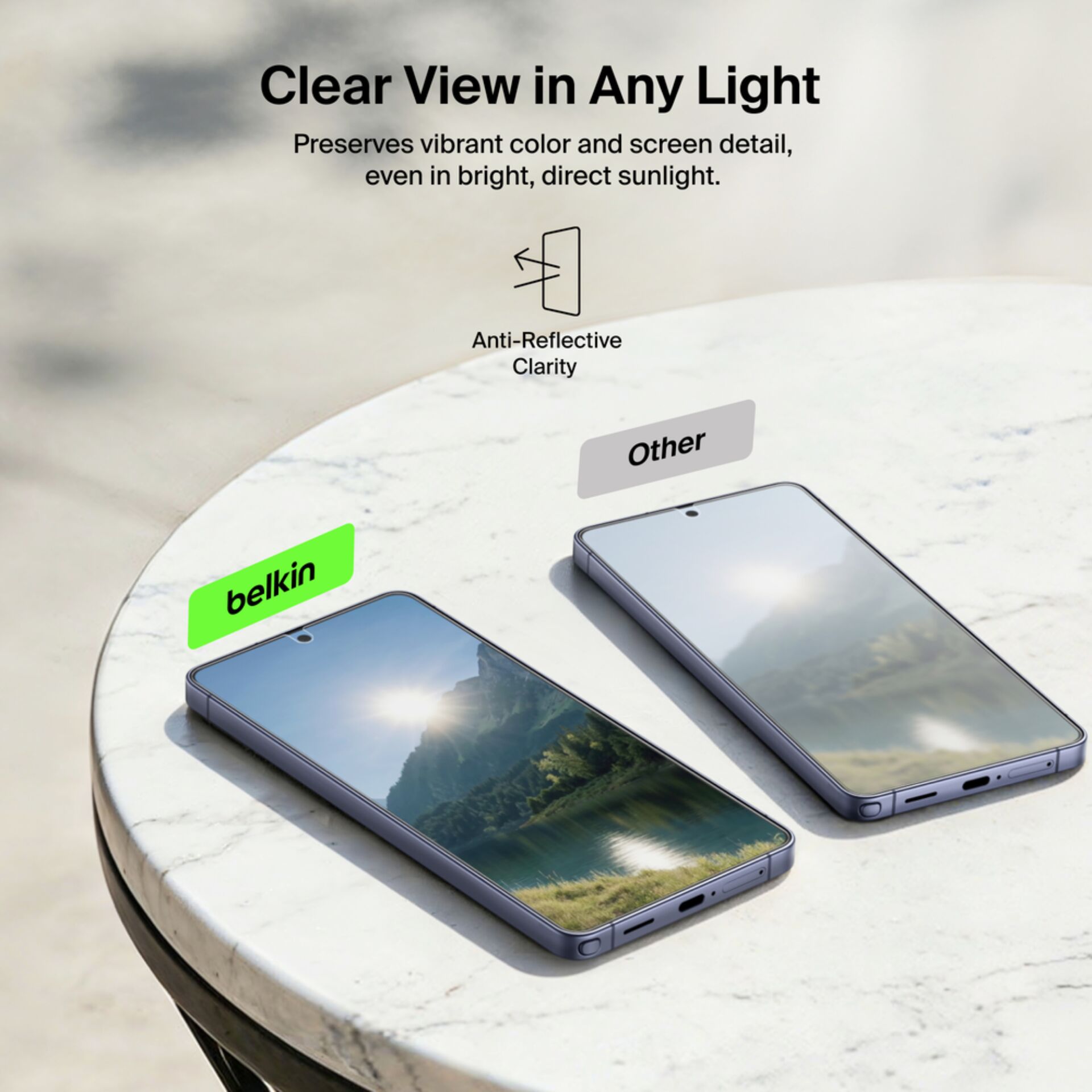 Smartphone, Dual-tone, Front camera notch, Flat edge, Anti-reflective