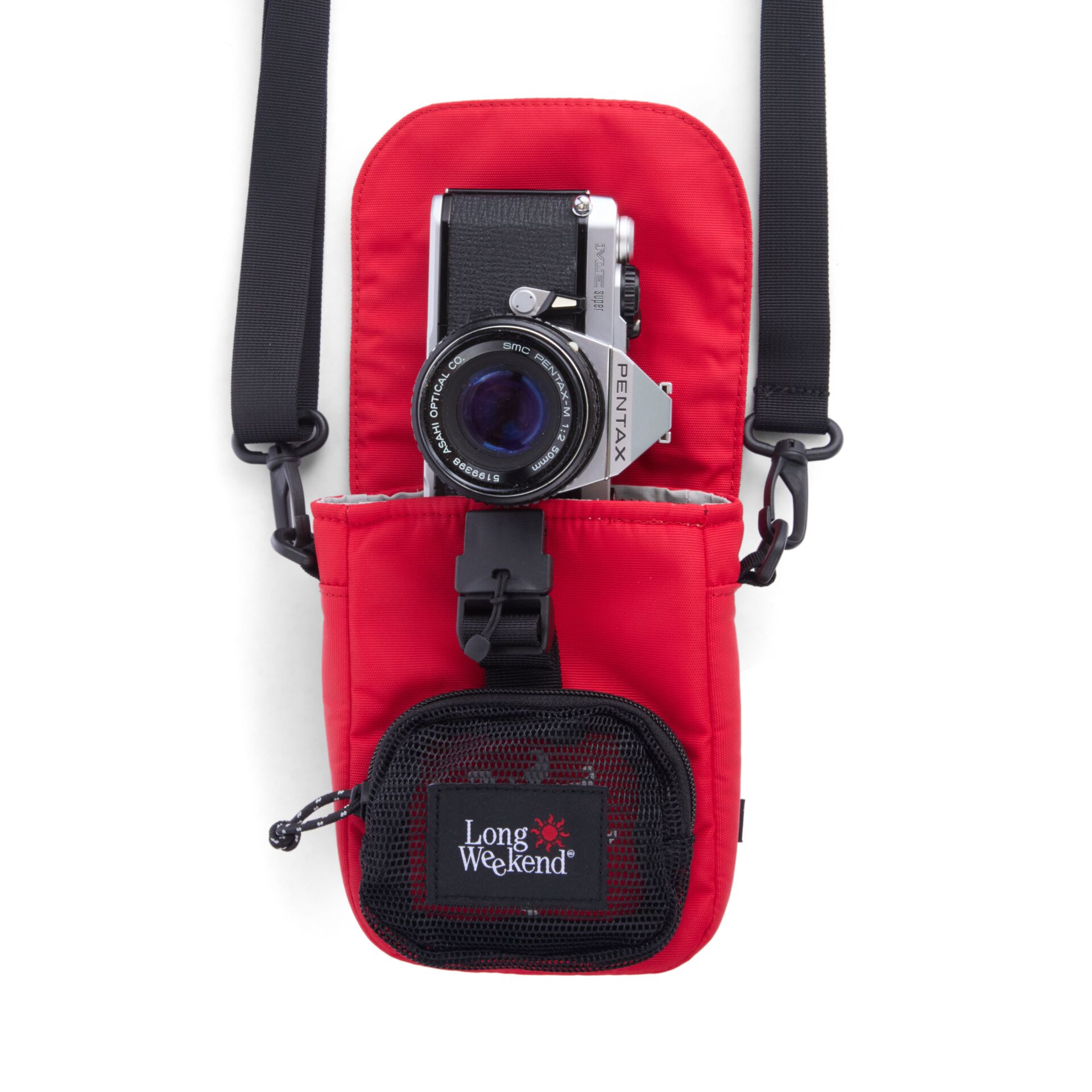 Kameratasche, Nackenkamera, Rotes Täschchen, Kamera-Gurt, Netztasche