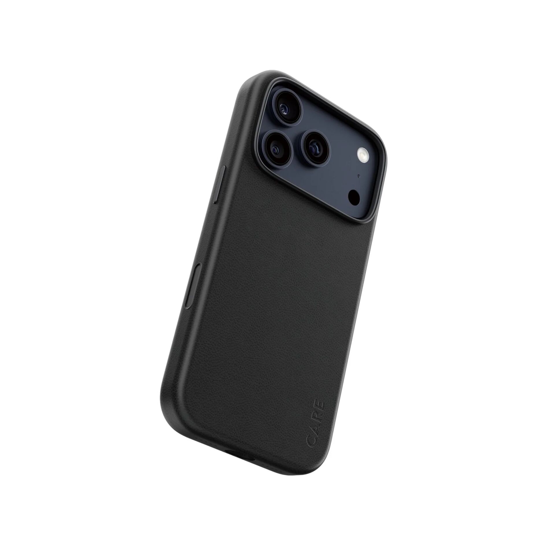 Smartphone-Hülle, iPhone-Hülle, schwarz, Ledertextur, Kameraausschnitt