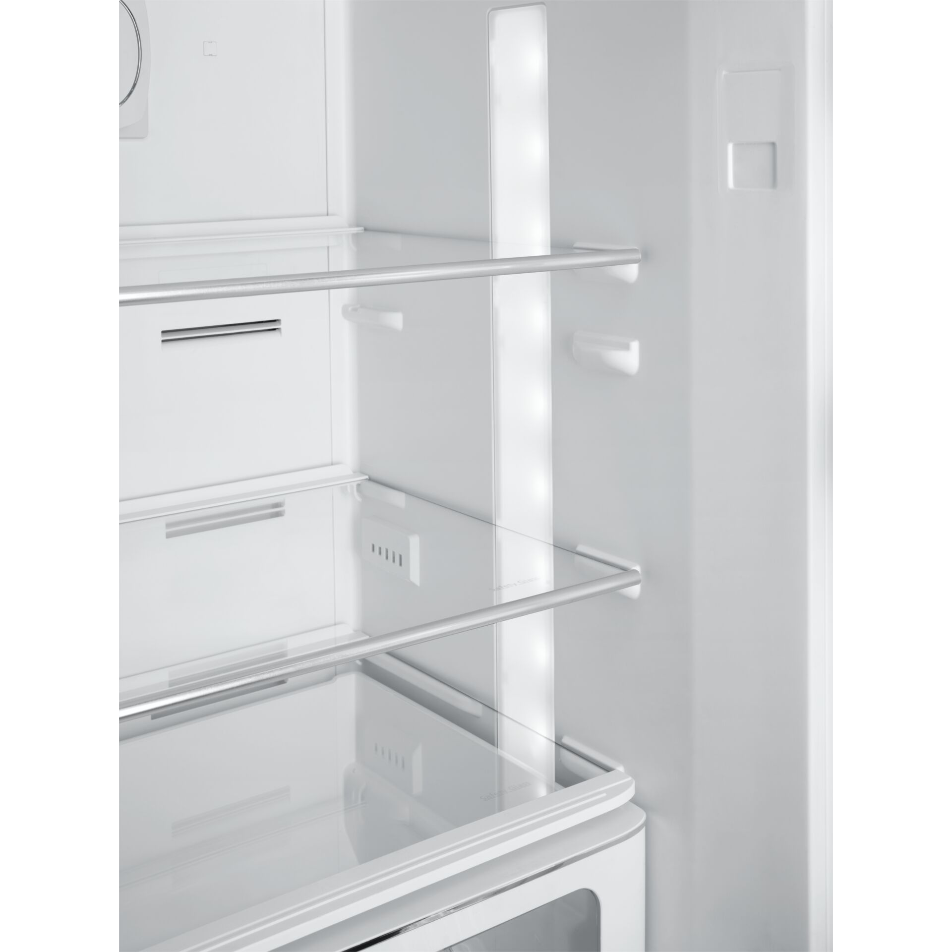 Kühlschrank, Edelstahl, Offen, Regal, Lampe