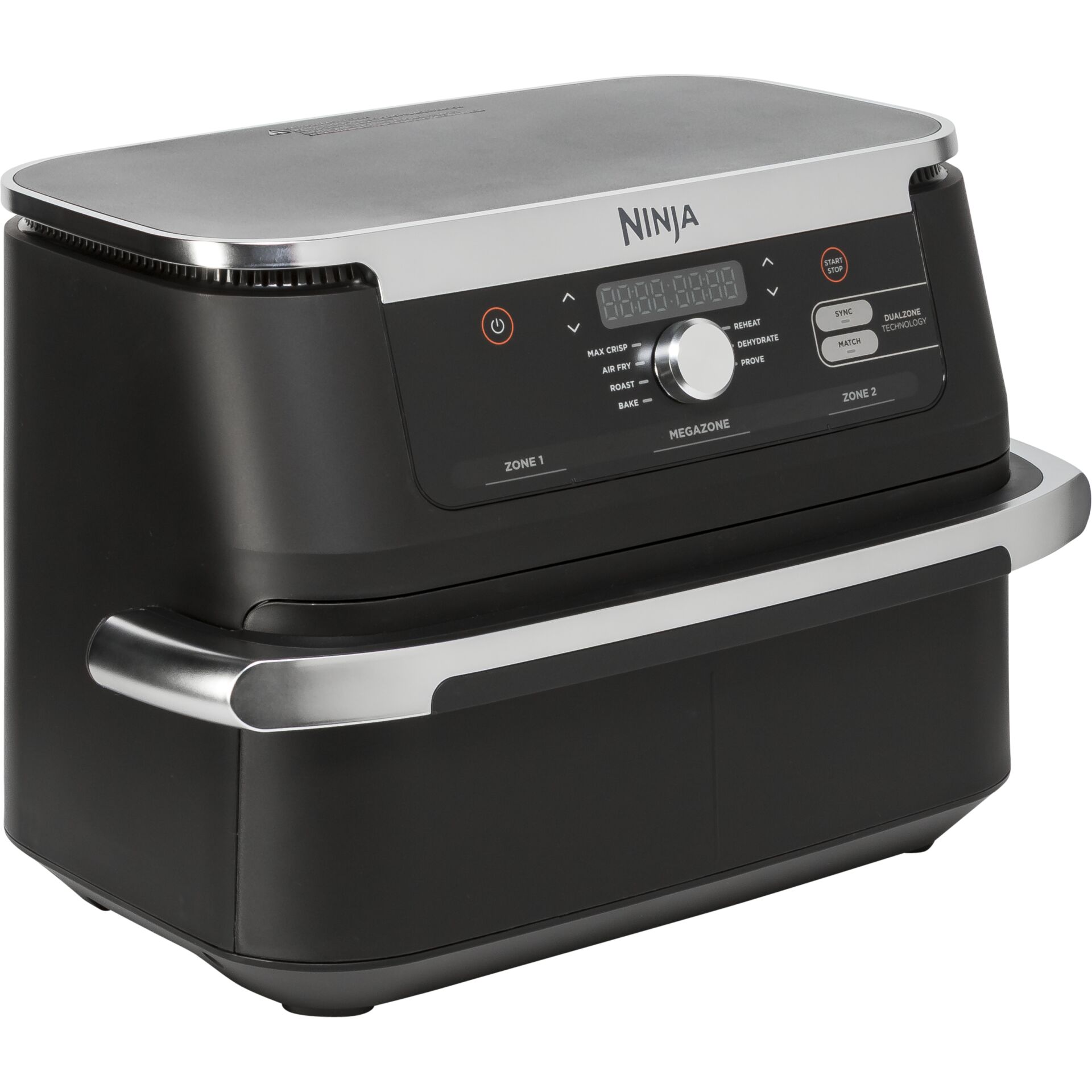 Air fryer, Toaster oven, Digital display, Stainless steel trim, Black appliance