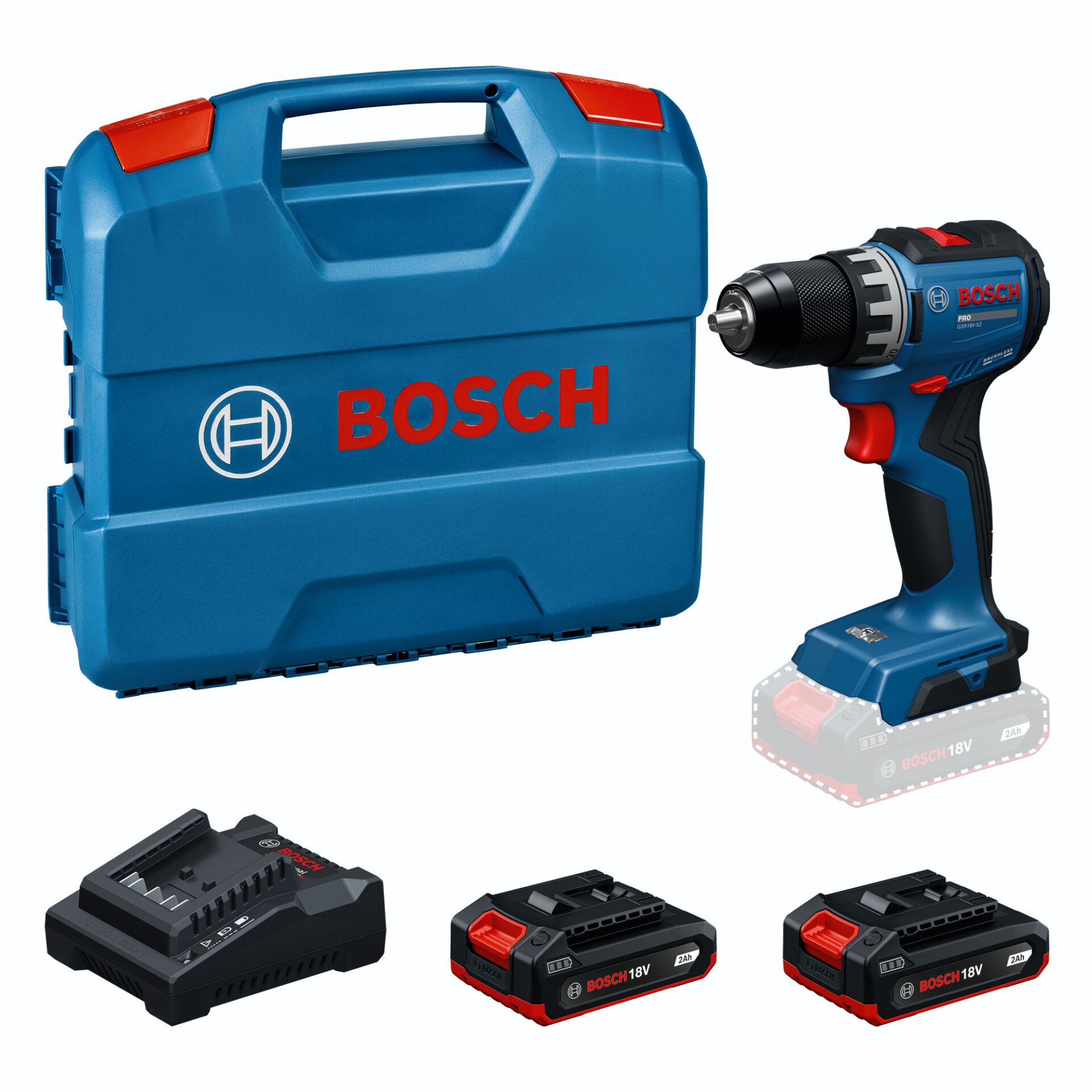 Akkuschrauber, Bohrmaschine, Koffersatz, Batterien, Bosch