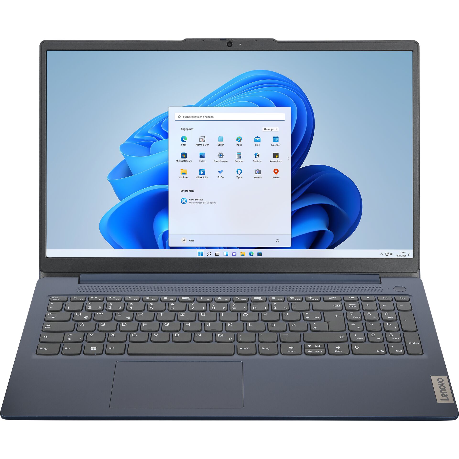 laptop, Windows-Laptop, 14-Zoll, blau-grau, Tastatur