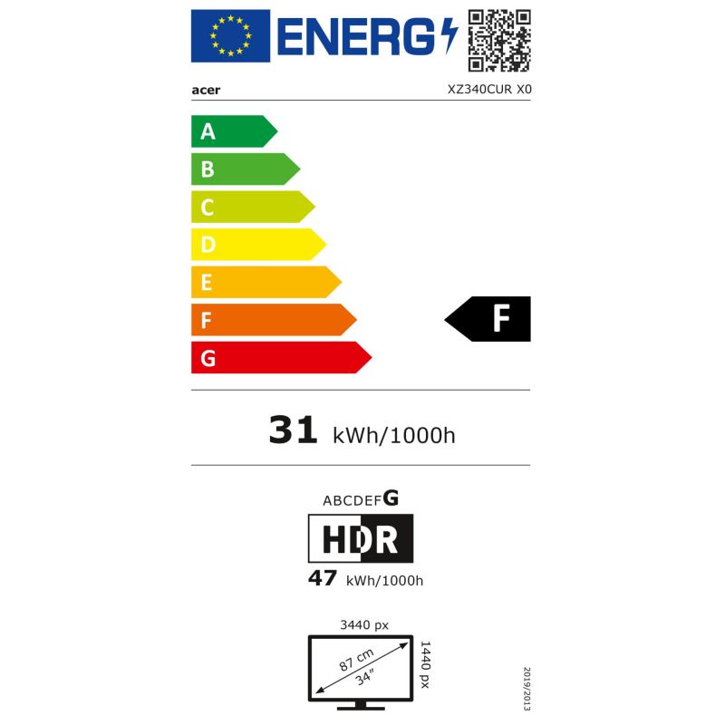 Acer Nitro XZ340CURX0bmiiphx – Energieeffizienzklasse F