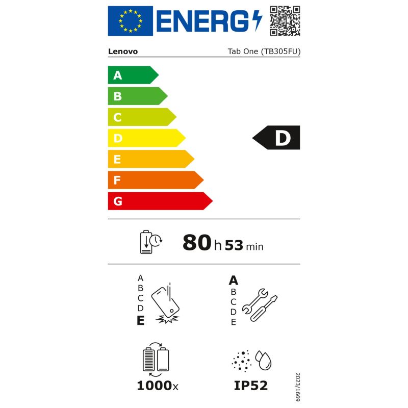 Lenovo Tab One  64GB – Energieeffizienzklasse D