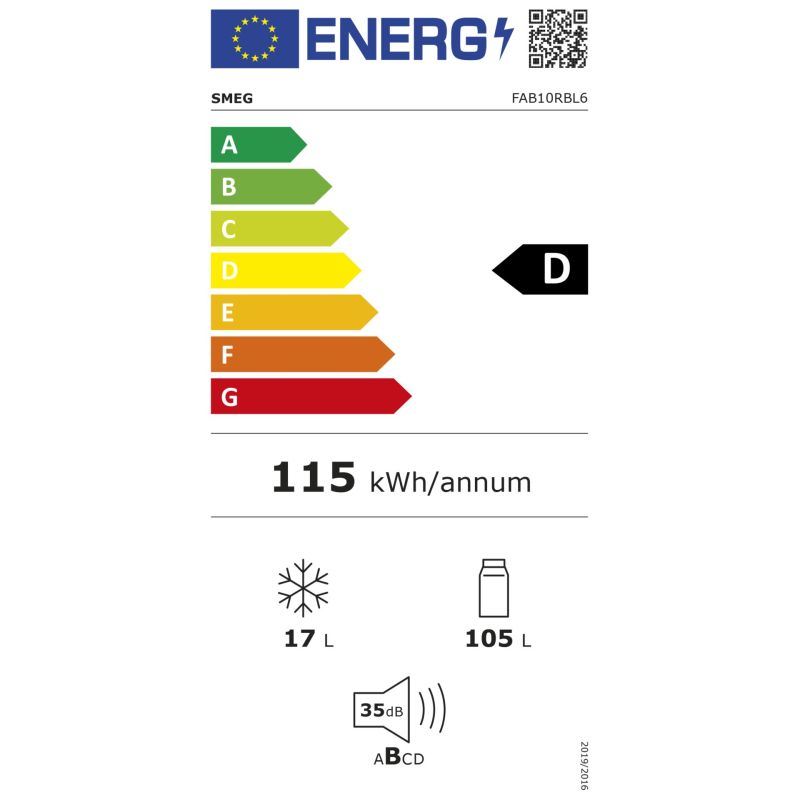 SMEG FAB10RBL6  Stand Kühlgerät – Energieeffizienzklasse D