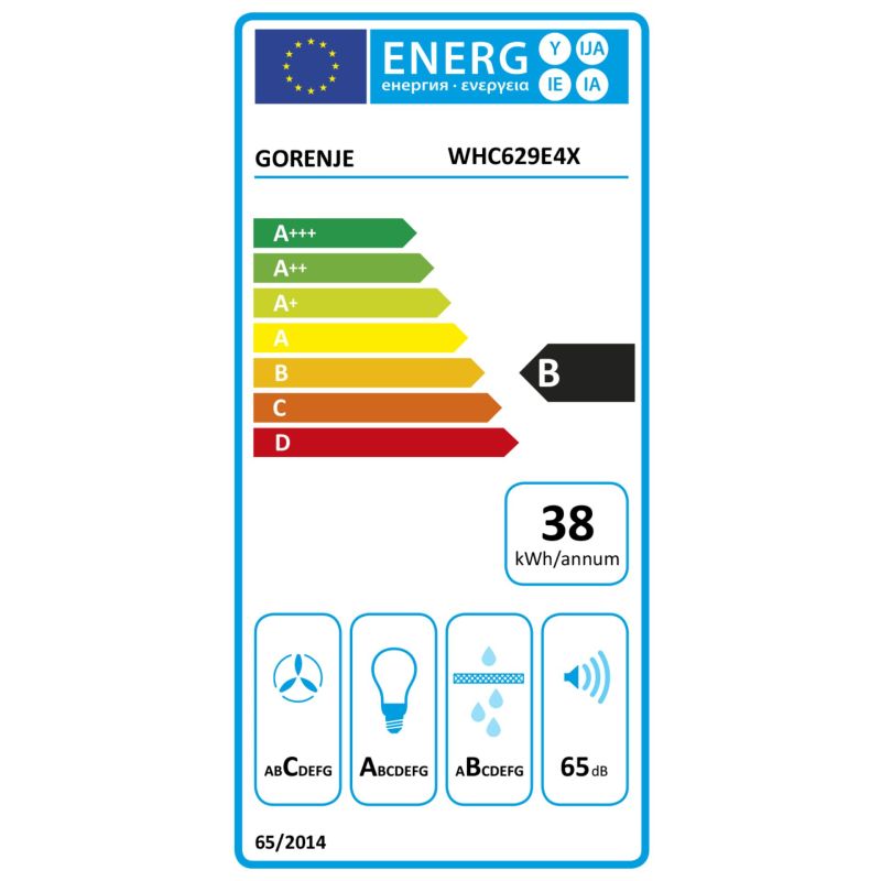 Gorenje WHC629E4X-DE  Kaminhaube, 60cm – Energieeffizienzklasse B