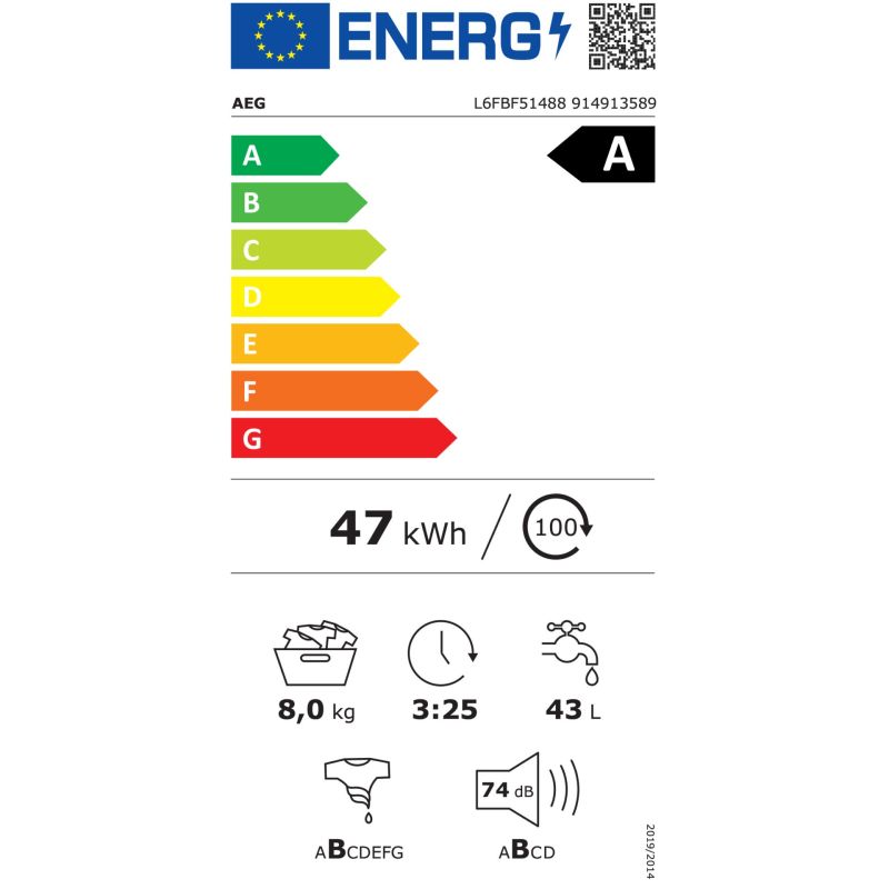 AEG L6FBF51488  Waschautomaten Frontlader – Energieeffizienzklasse A