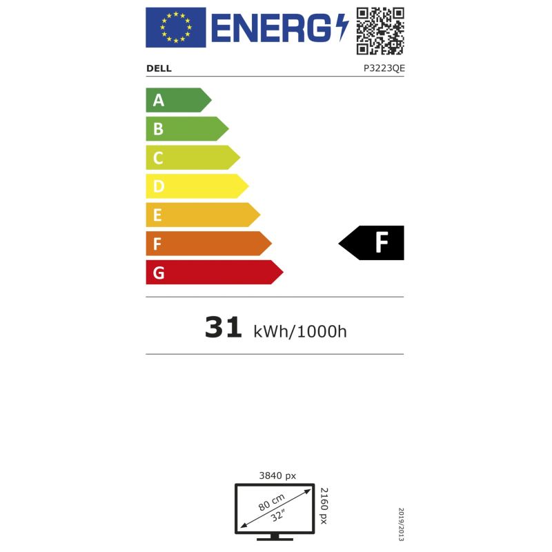 Dell P3223QE 4K Monitor – Energieeffizienzklasse F