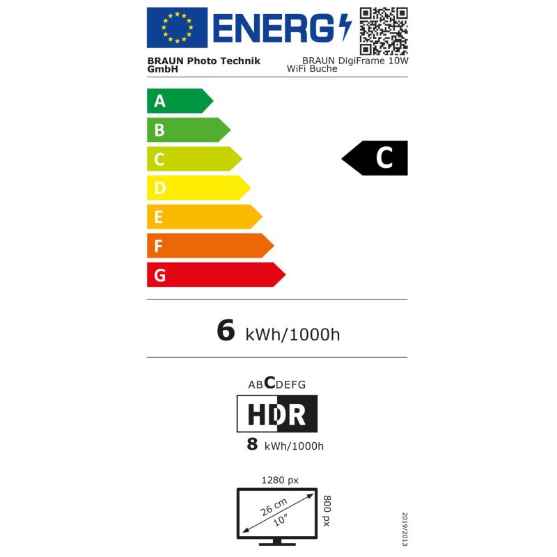 Braun DigiFrame 10W WiFi buche  25,7cm (10,1") – Energieeffizienzklasse C