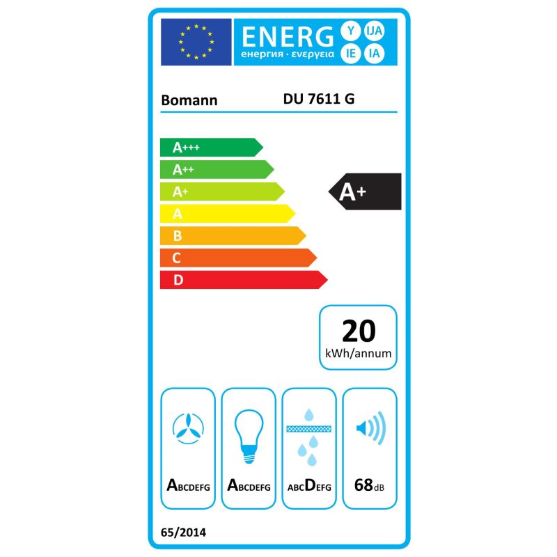 Bomann DU 7611 G  Kopffreie Vertikal-Haube – Energieeffizienzklasse A+