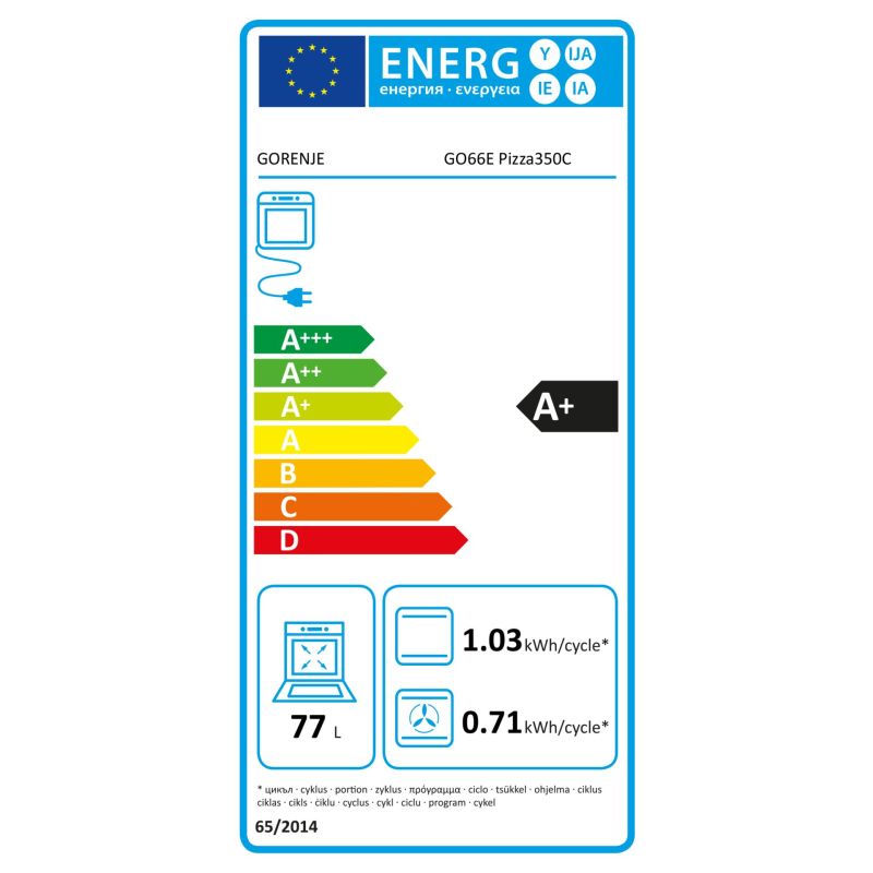 Gorenje GO66E PIZZA 350C – Energieeffizienzklasse A+