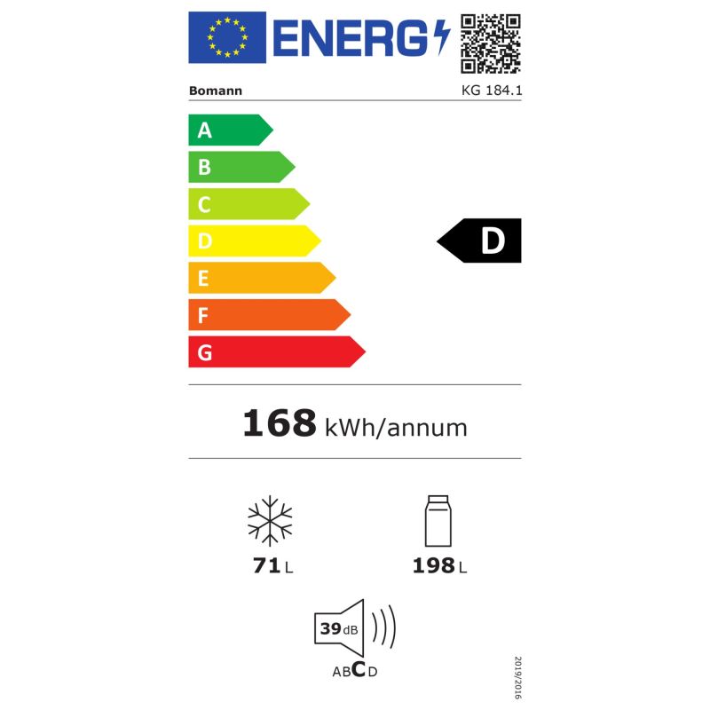 Bomann KG 184.1 weiß – Energieeffizienzklasse D