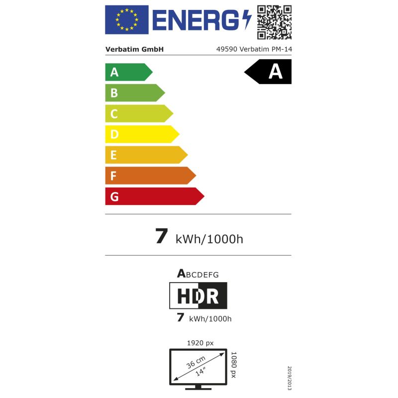 Verbatim PM-14 Full HD  Portable Monitor – Energieeffizienzklasse A