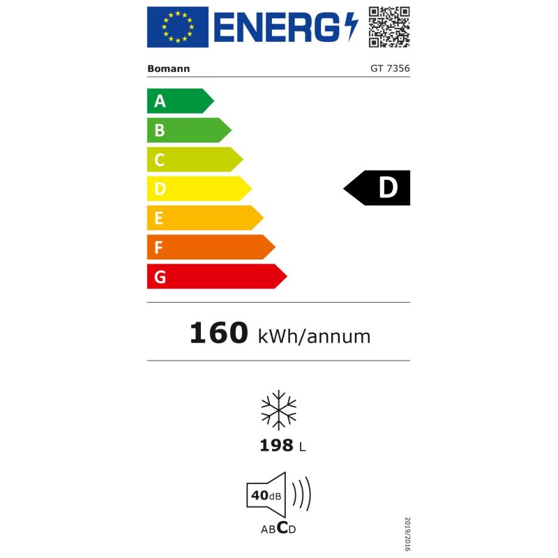 Bomann GT 7356  Gefriertruhe 198 l – Energieeffizienzklasse D