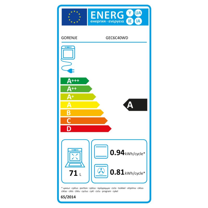 Gorenje GEC6C40WD  Elektro Standherd 60cm – Energieeffizienzklasse A