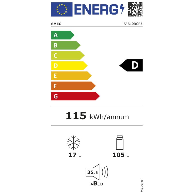 SMEG FAB10RCR6  Stand-Kühlgerät – Energieeffizienzklasse D